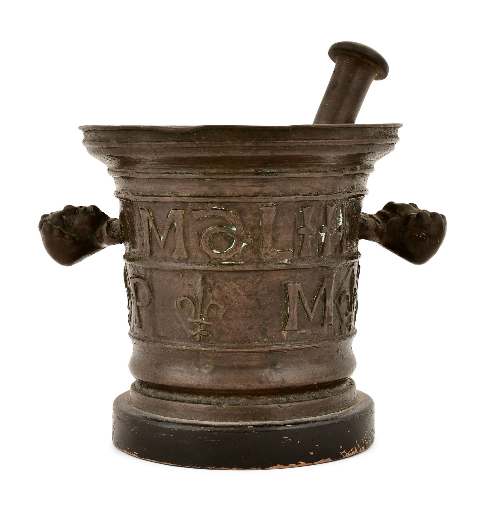Netherlandish Bronze Mortar & Pestel: Netherlandish Bronze Mortar & Pestel 6 x 8 x 6 inches