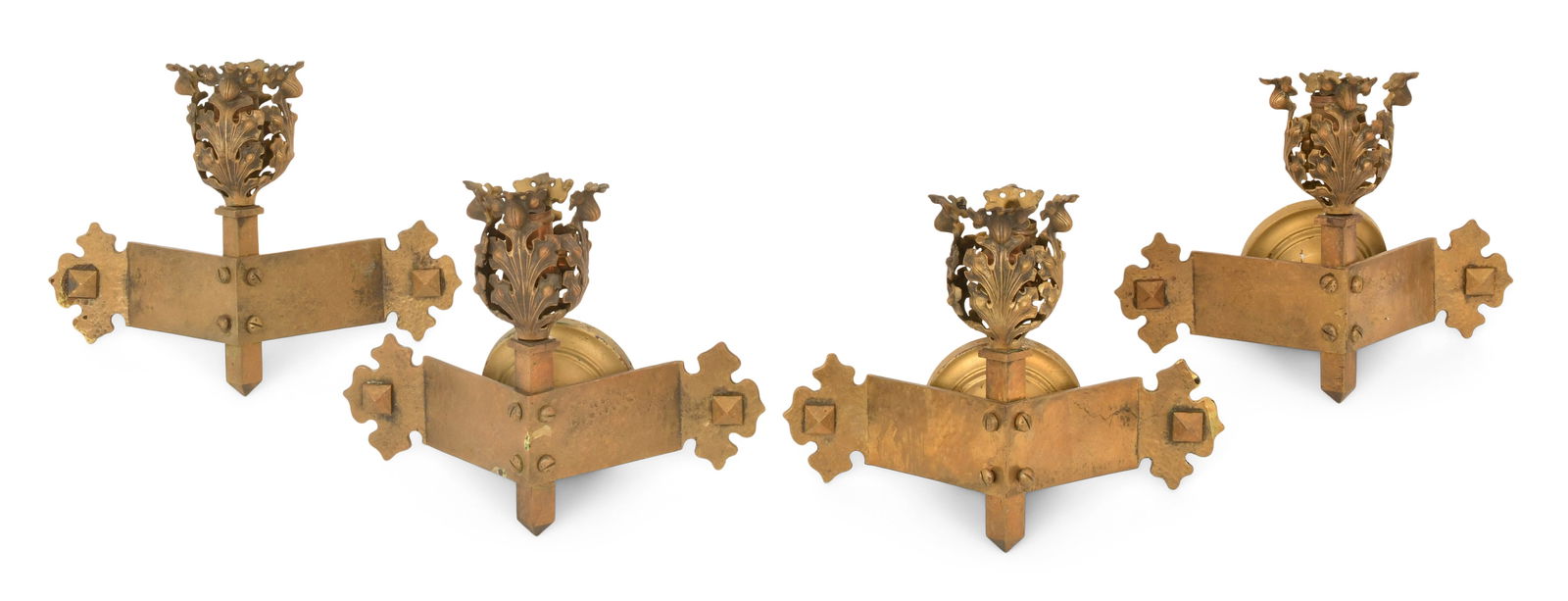Set of Four Gothic Revival Gilt Bronze Sconces (1 of 1)