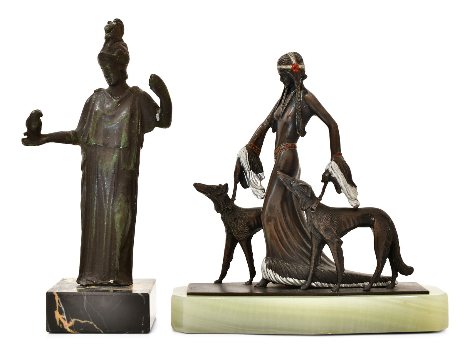 Two Art Deco Patinated Metal Sculptures (1 of 1)