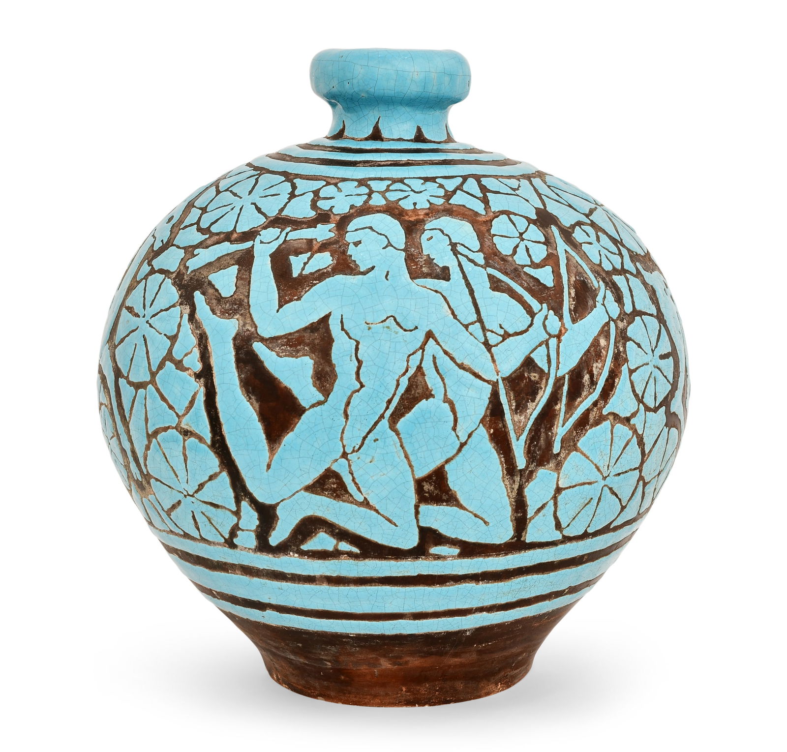 Art Deco Ceramic Vase with Hunters & Deer (1 of 1)