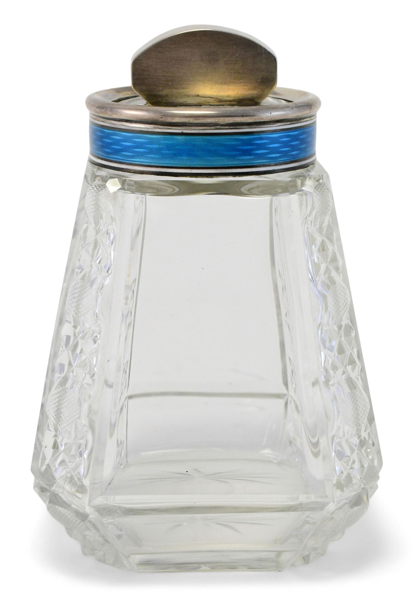 Palais Royal Enamel, Argentium Silver & Cut Glass Jar (1 of 1)