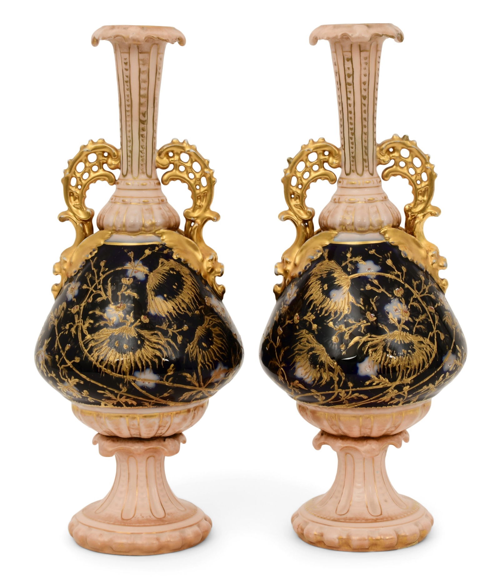 Pair of Continental Porcelain Two-Handled Vases (1 of 1)