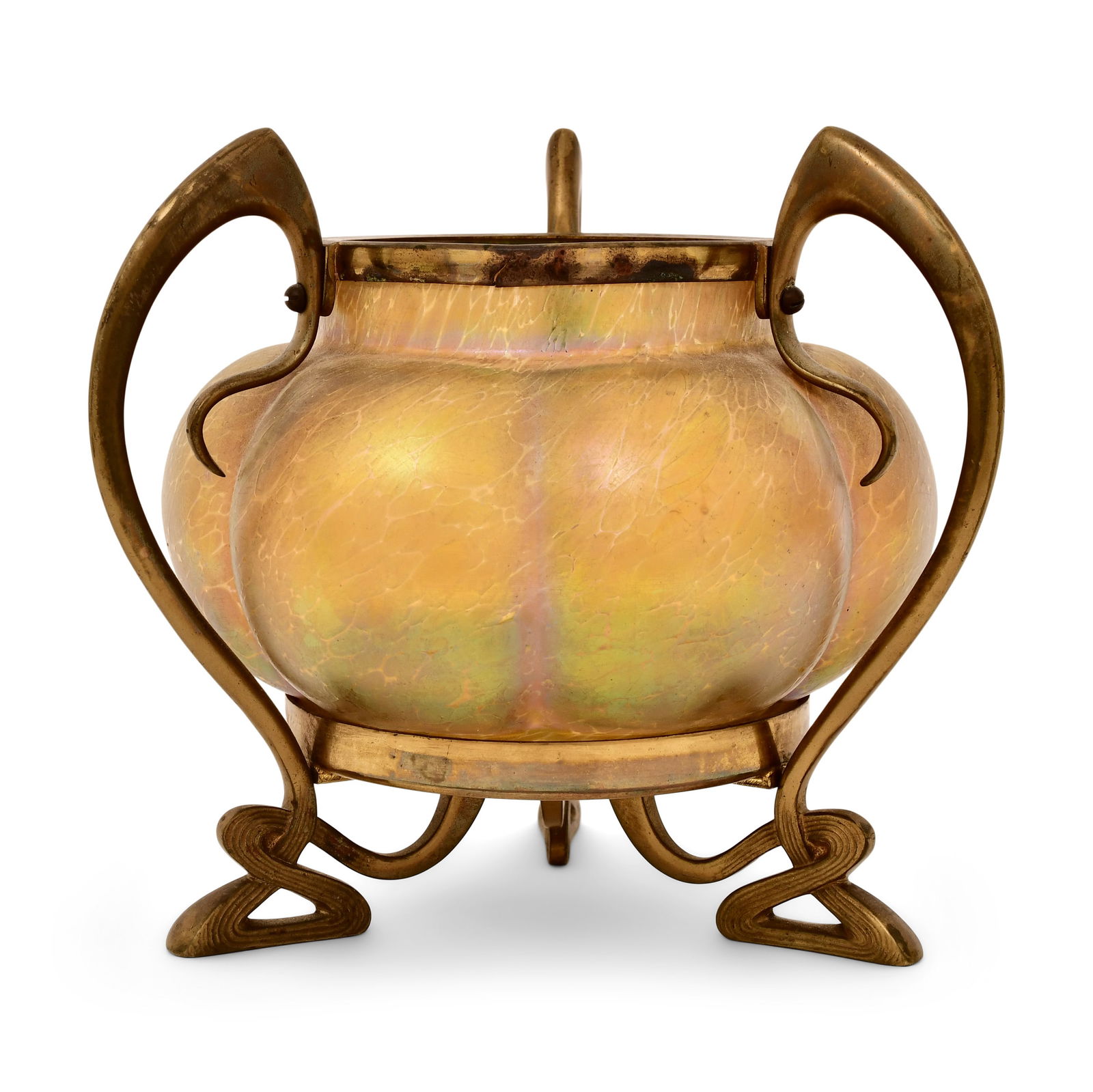 Austrian Gilt Metal-Mounted Art Glass Vase (1 of 1)