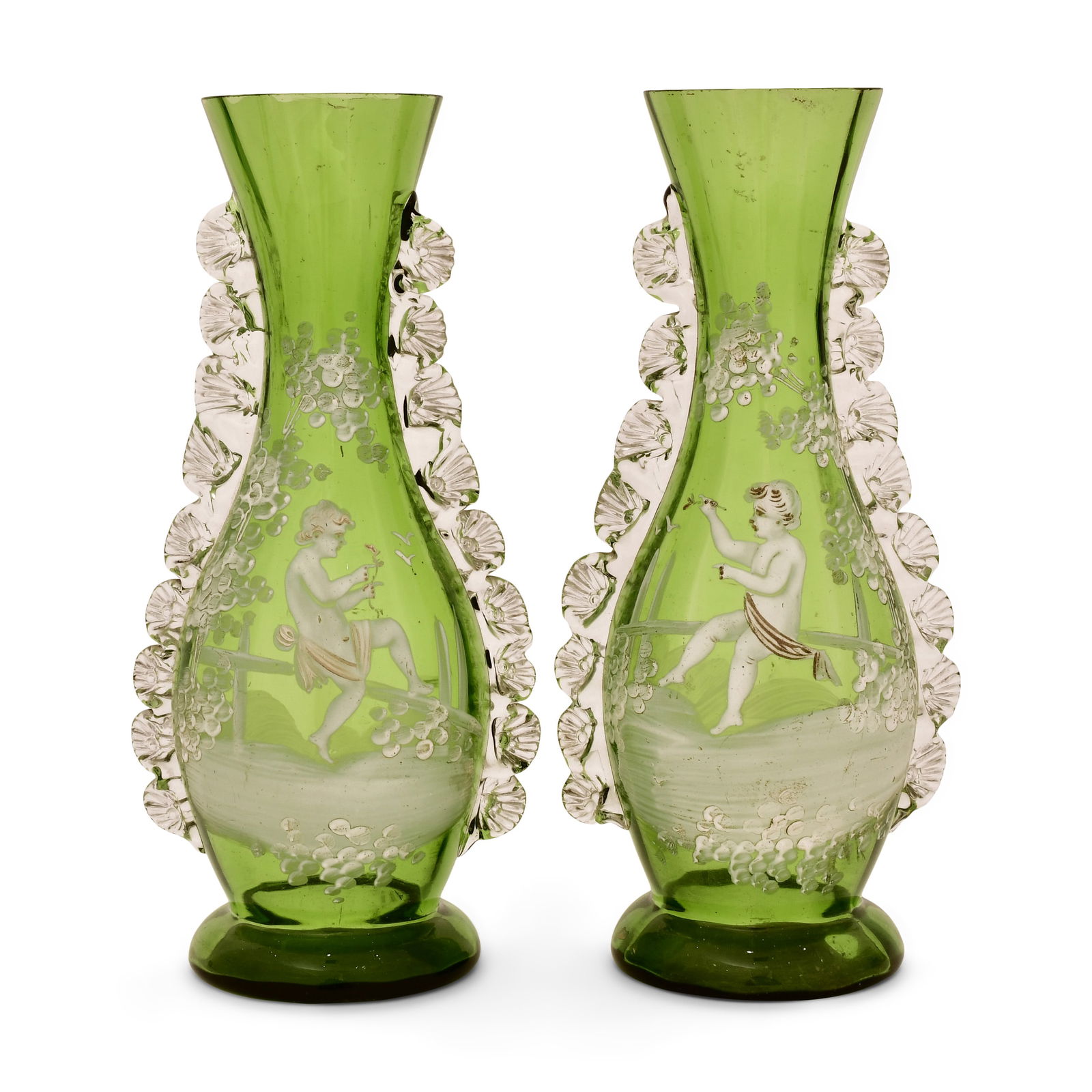 Pair of Mary Gregory Glass Vases (1 of 1)