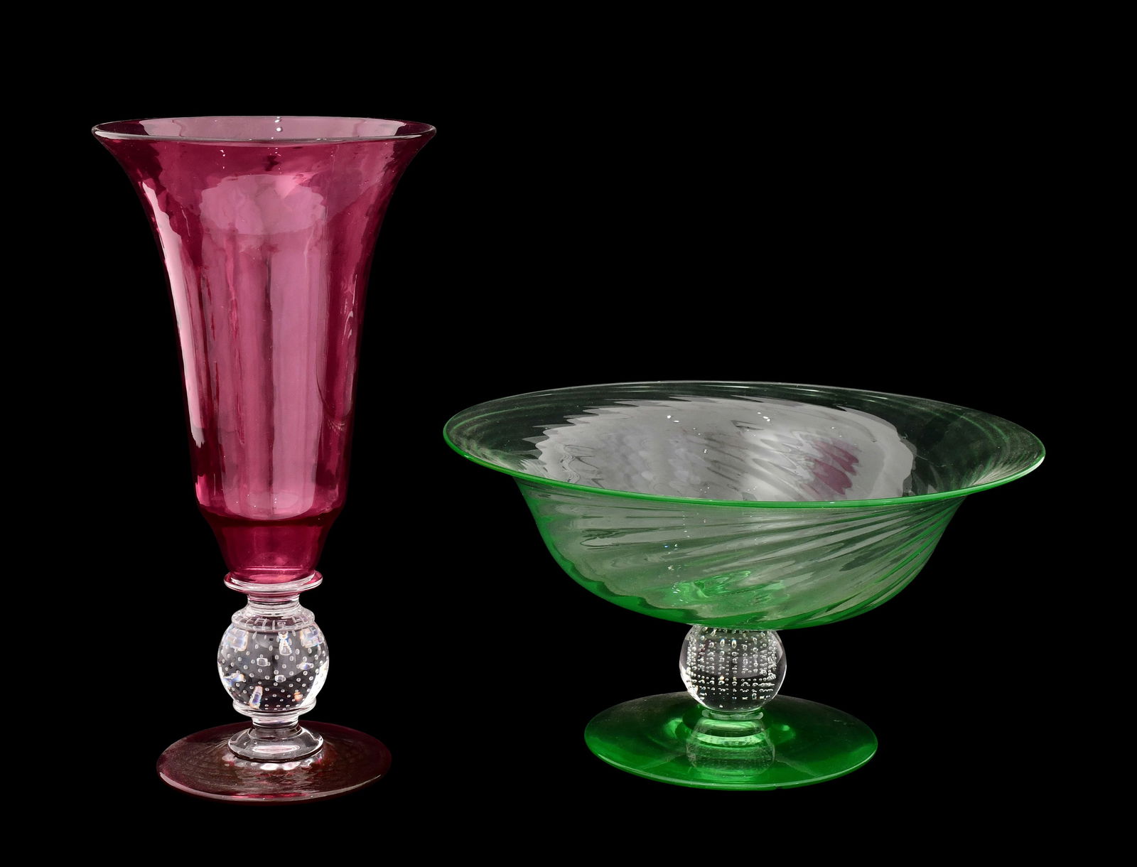Pairpoint Glass Vase & Footed Bowl (1 of 1)