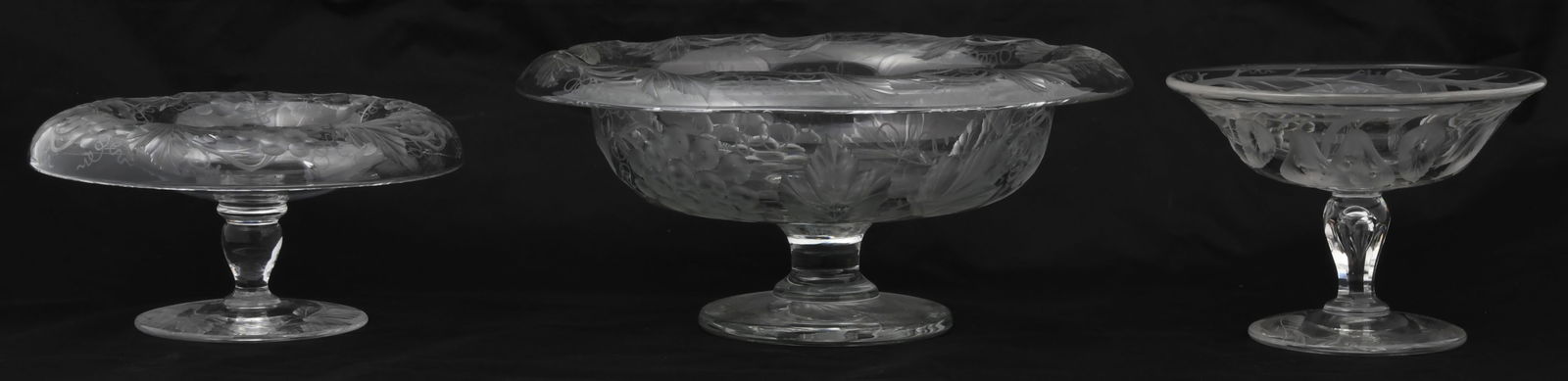 American Tuthell Glass Bowl & Two Compotes (1 of 1)