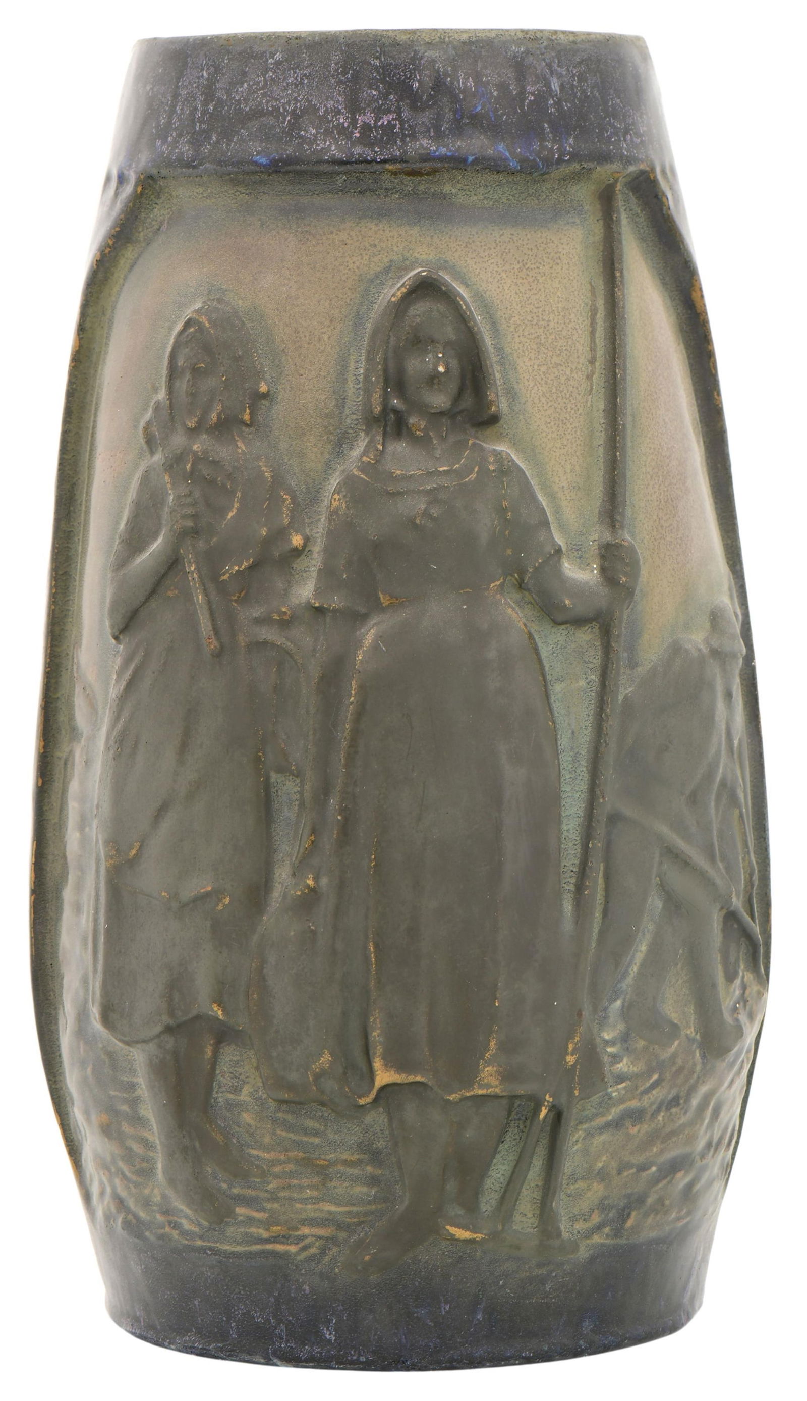 Teplitz Pottery Figural Vase: Teplitz Pottery Figural Vaseearly 20th centuryunsigned, numbered on the underside16 1/ 2 x 9 1/2 inches