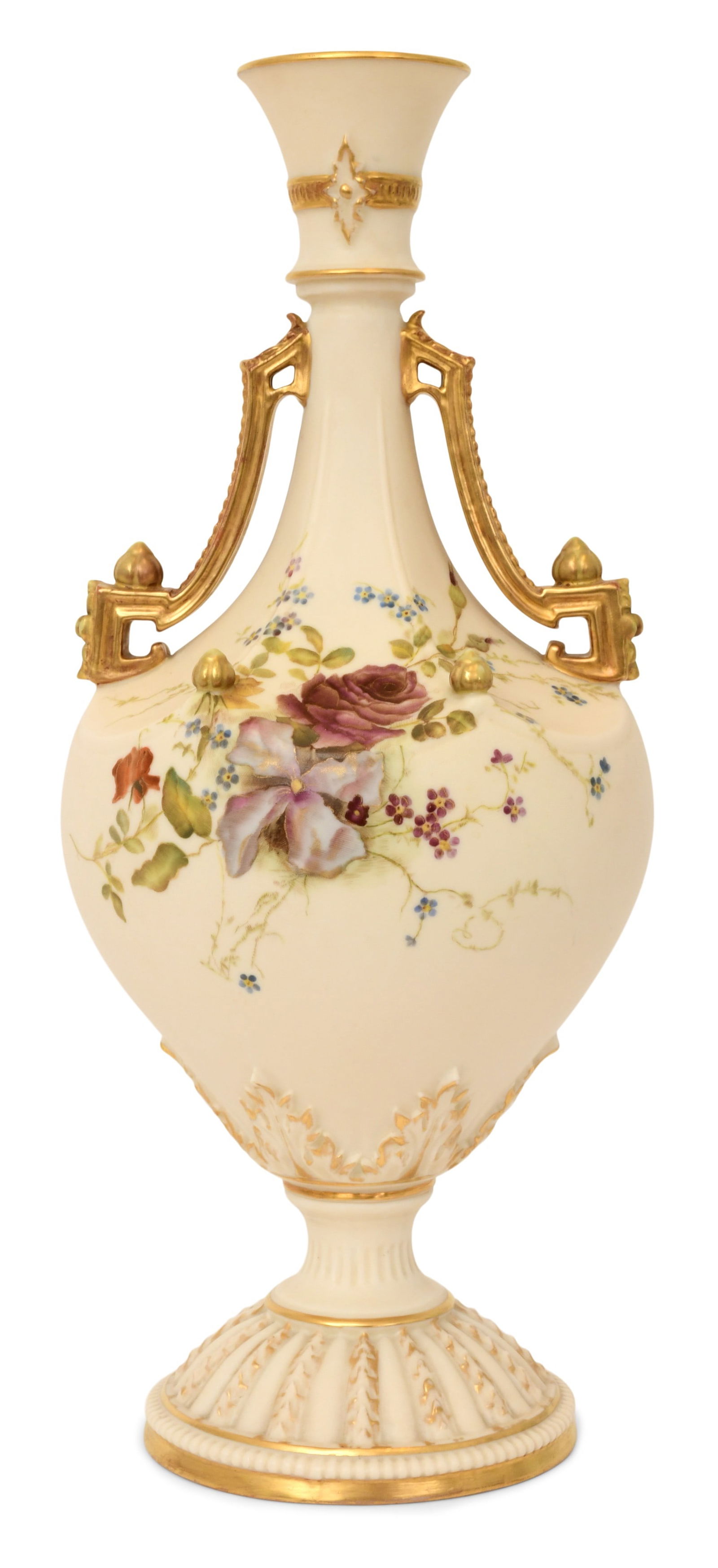 Royal Worcester Porcelain Two-Handled Floral Vase (1 of 1)