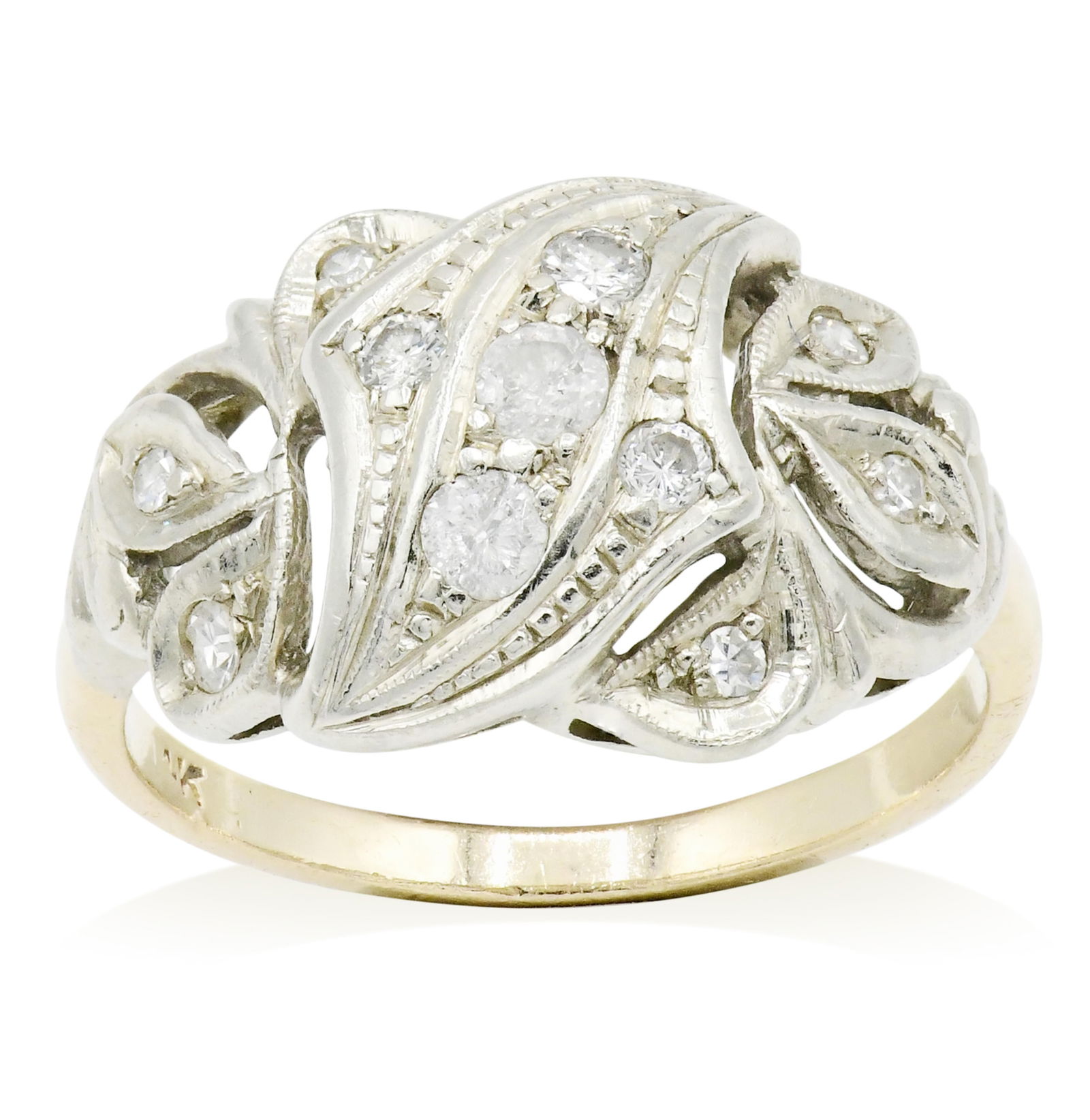 14K Yellow Gold, White Gold & Diamond Victorian Ring (1 of 1)