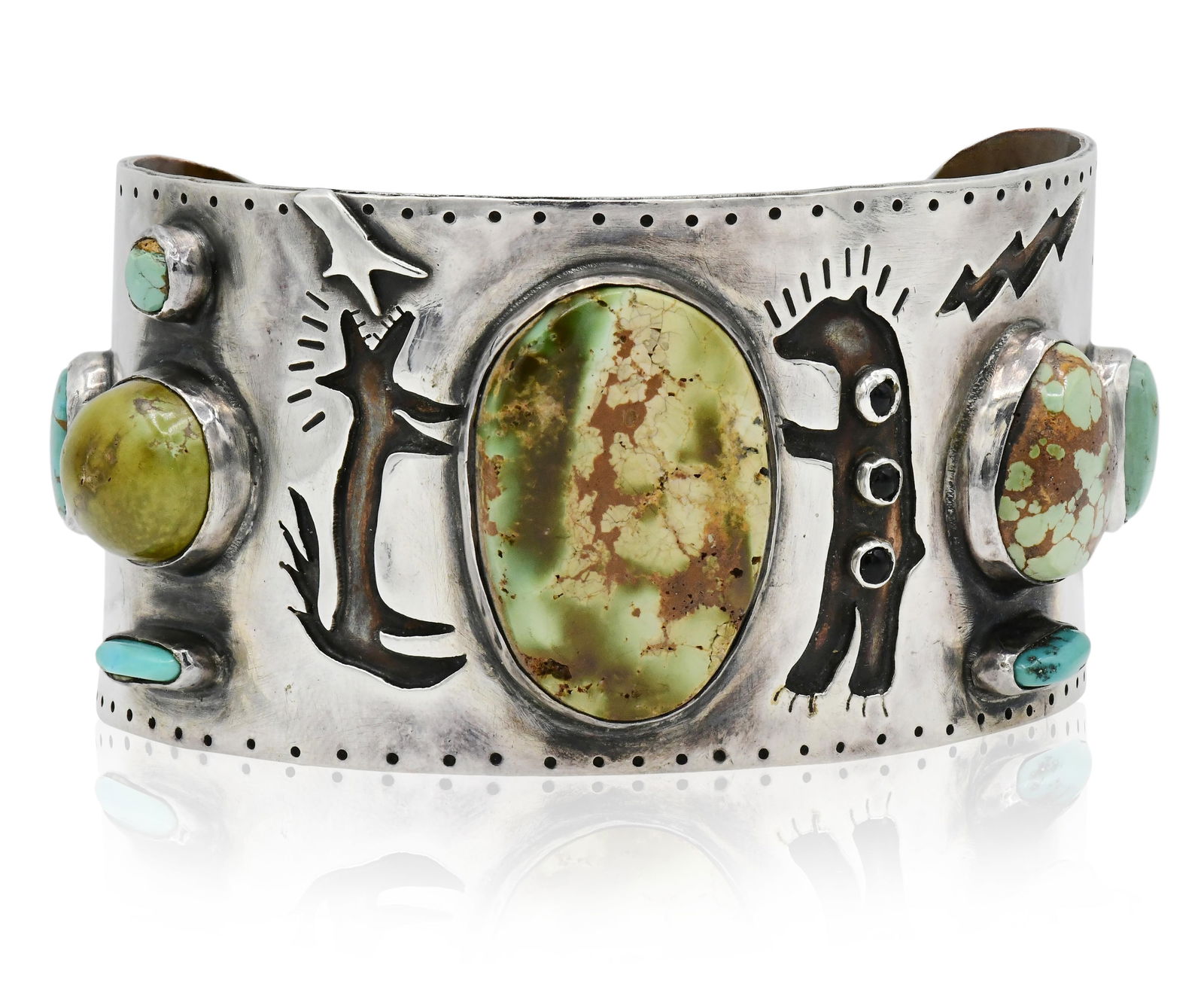 Sterling Silver, Copper & Turquoise Navajo Cuff Bracelet (1 of 1)