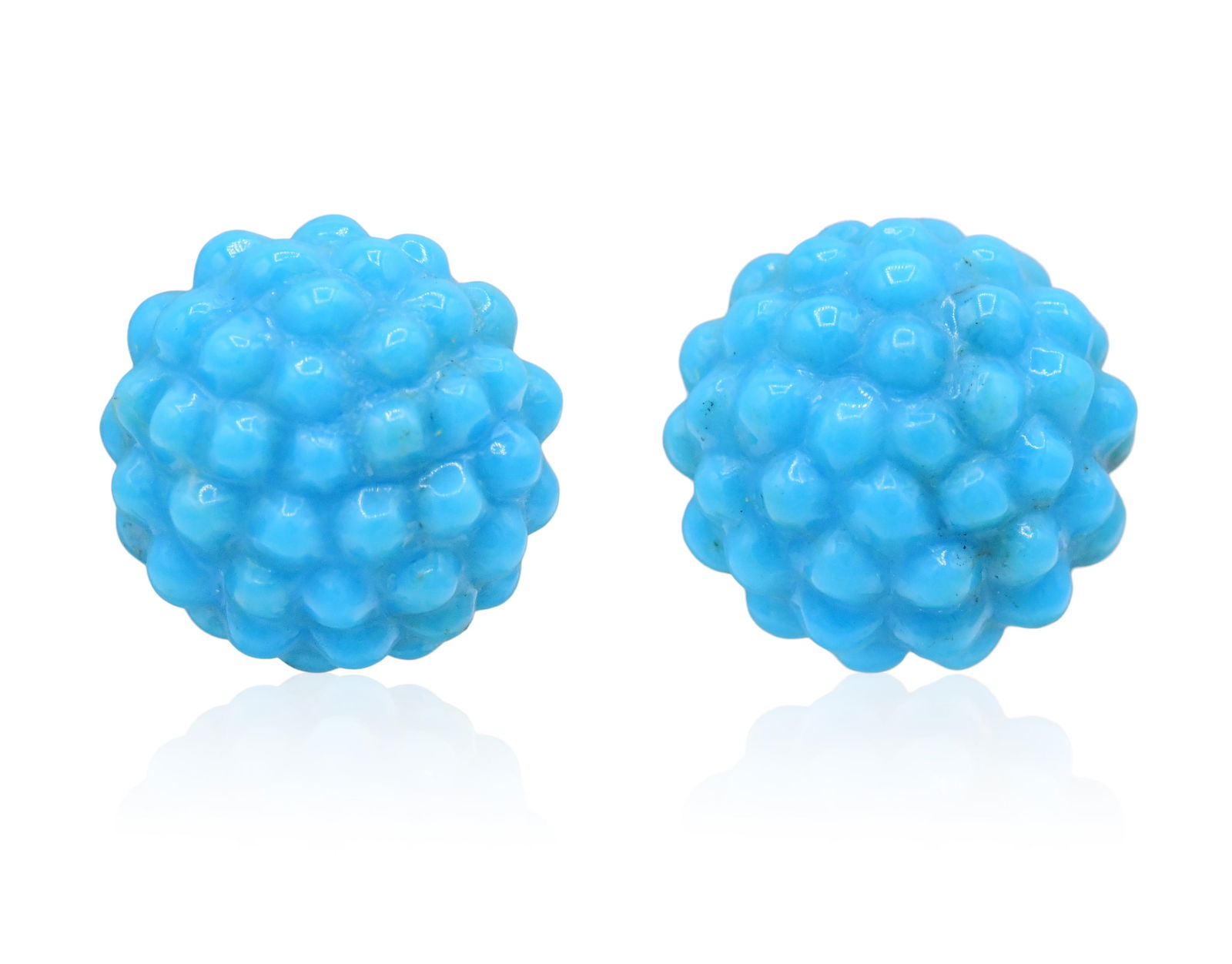 Berries 18K Yellow Gold & Turquoise Earrings: Berries 18K Yellow Gold & Turquoise Earrings • 1/2 inch (diameter) • 2.8 dwt (total weight) Provenance: Private Collection, Connecticut Other Notes: Fontaine's Auction Gallery can