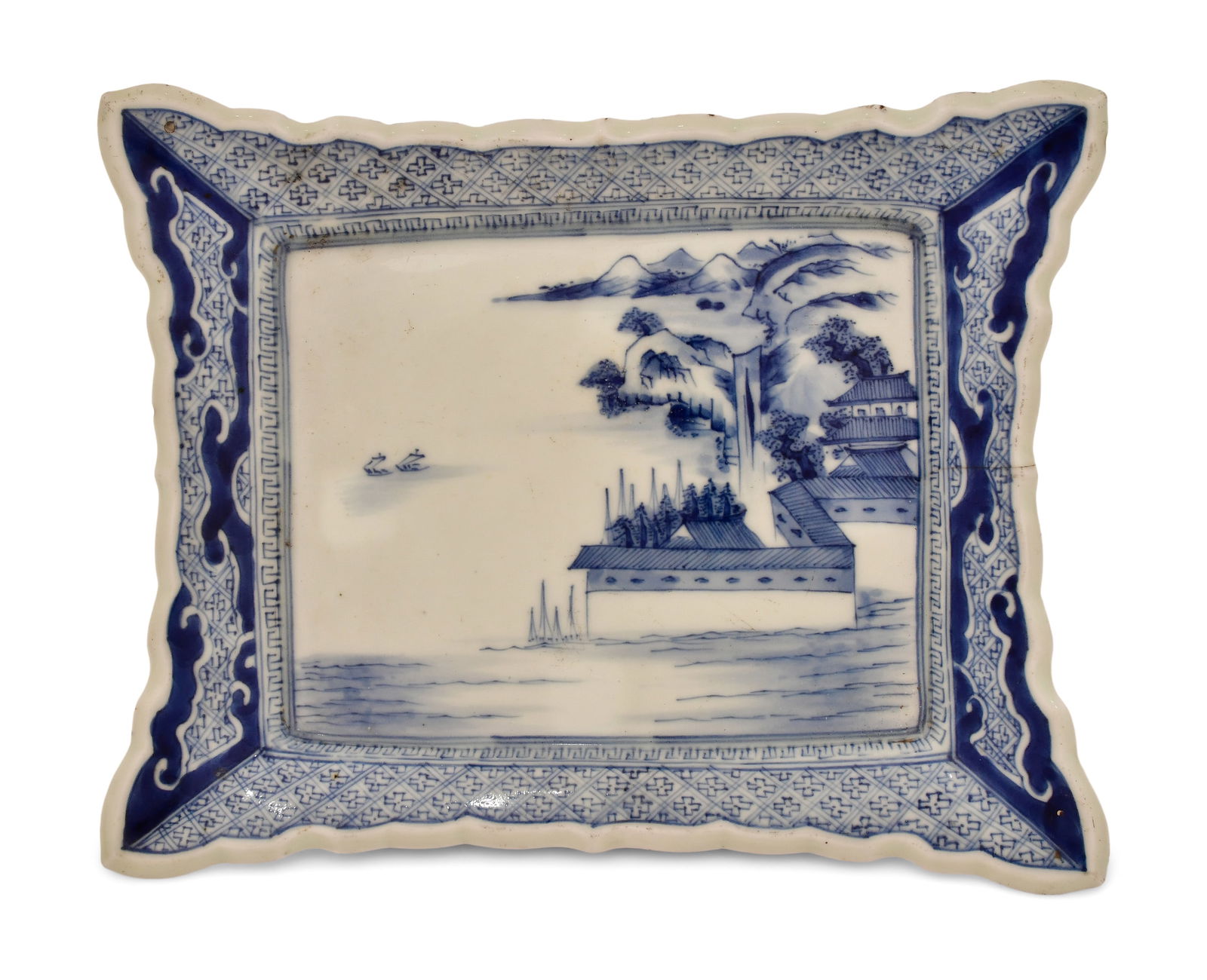 Chinese Export Blue & White Porcelain Tray (1 of 1)