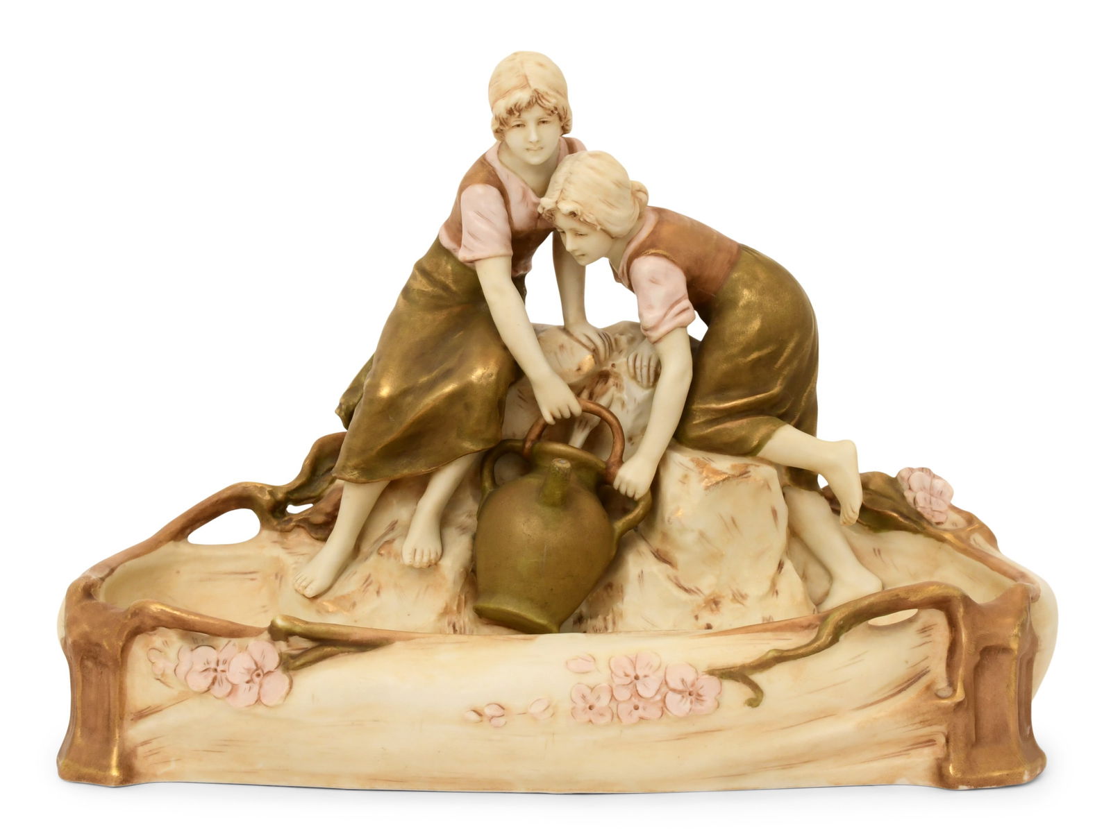 Royal Dux, Bohemia, Porcelain Grouping of Two Women with a Jug (1 of 10)