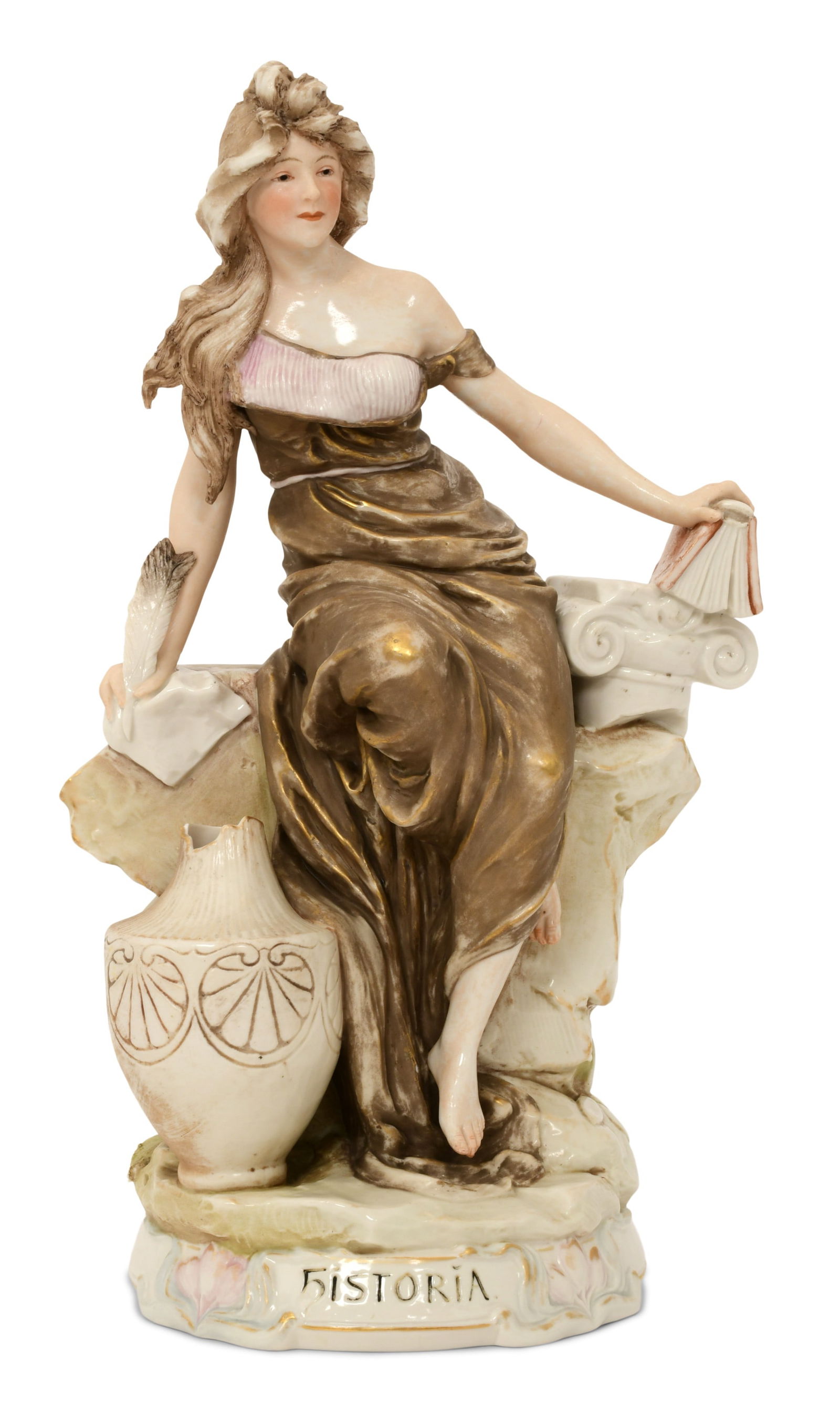 Royal Dux, Bohemia, Porcelain Figure of a Woman, "Historia" (1 of 7)