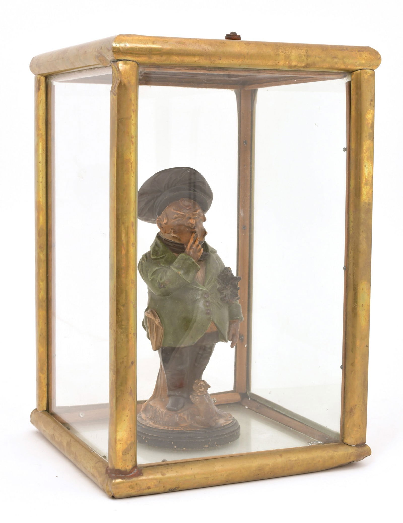 Wilhelm Schiller & Son Terracotta Figure of a Man & Dog with Display Case (1 of 12)
