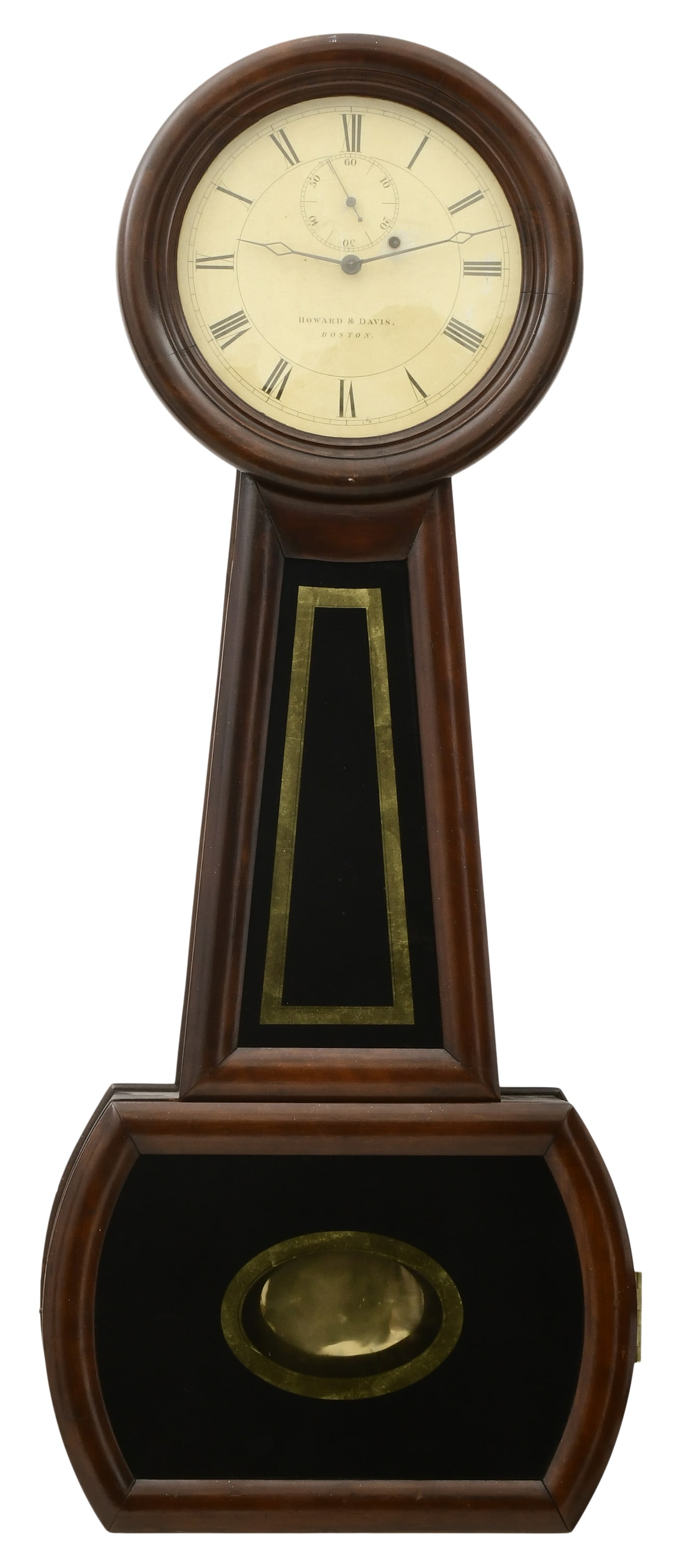 Howard & Davis "No. 1 Regulator" Banjo Clock: Howard & Davis "No. 1 Regulator" Banjo Clocklate 19th Centuryrosewood case with grain painted frames, 8-day weight-driven movement with deadbeat escapement and maintaining power, dial signed "Howard &