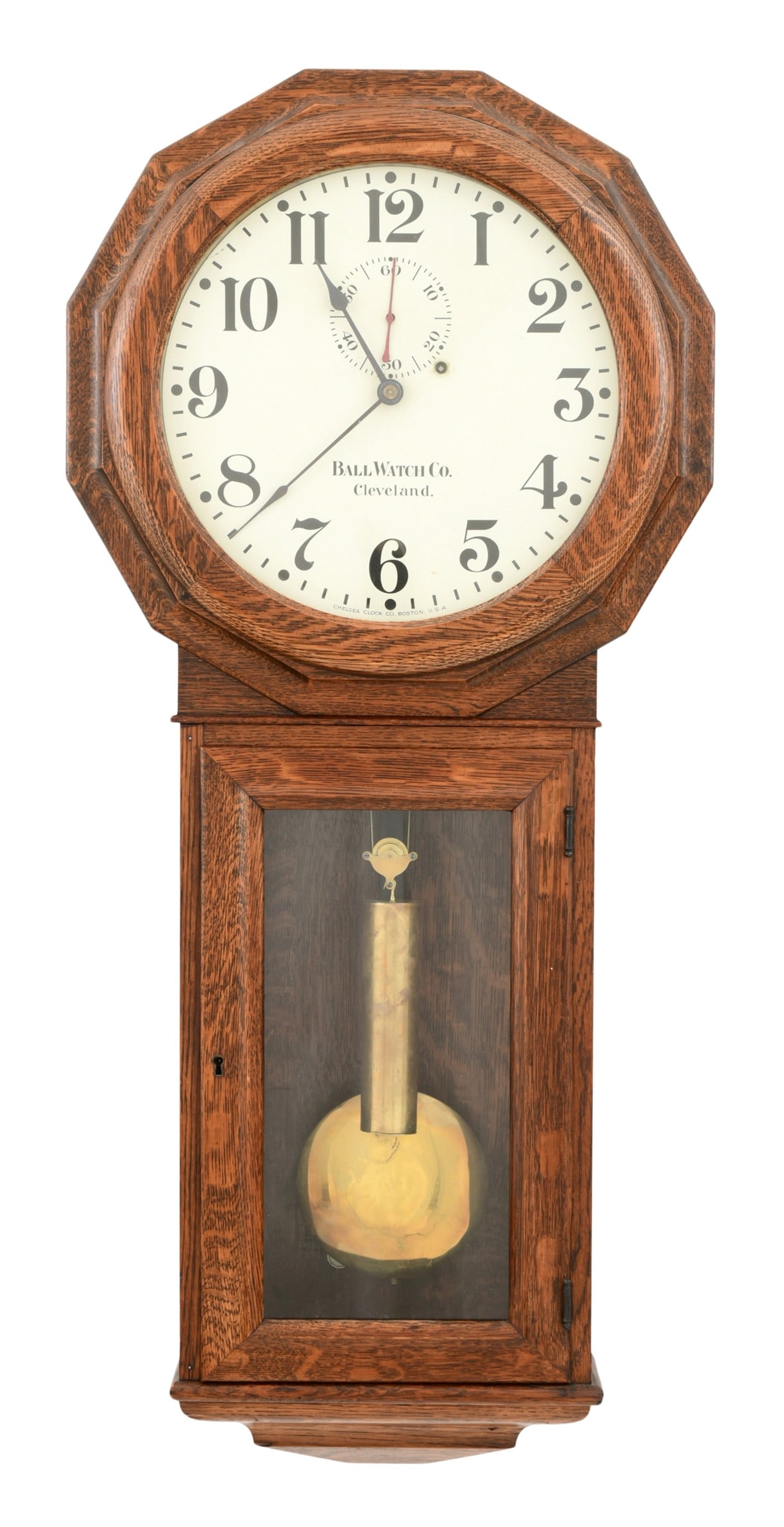 Chelsea Clock Co. & Ball Watch Co. Oak Wall Regulator Clock (1 of 1)