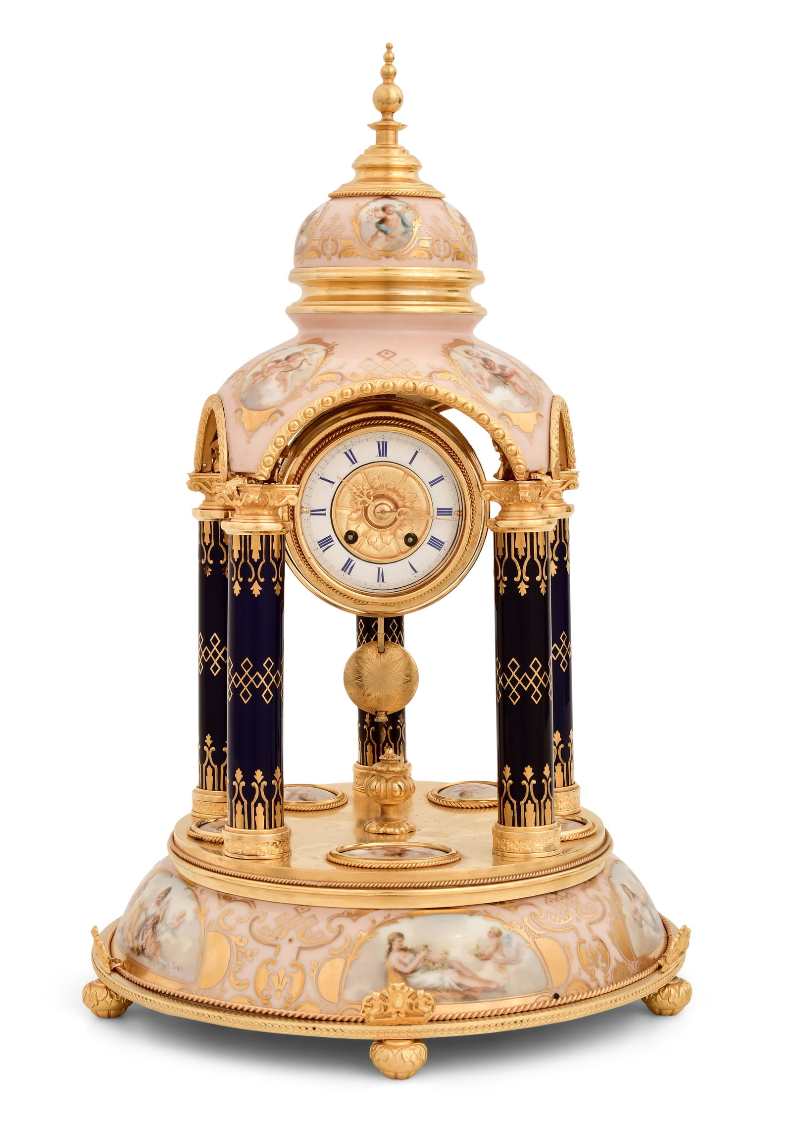 Gustav Becker / Attr. Royal Vienna, Bronze-Mounted Porcelain Mantel Clock (1 of 1)