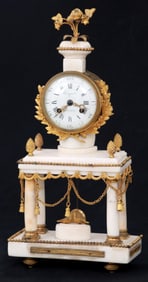 French Bronze & Alabaster Mantel Clock