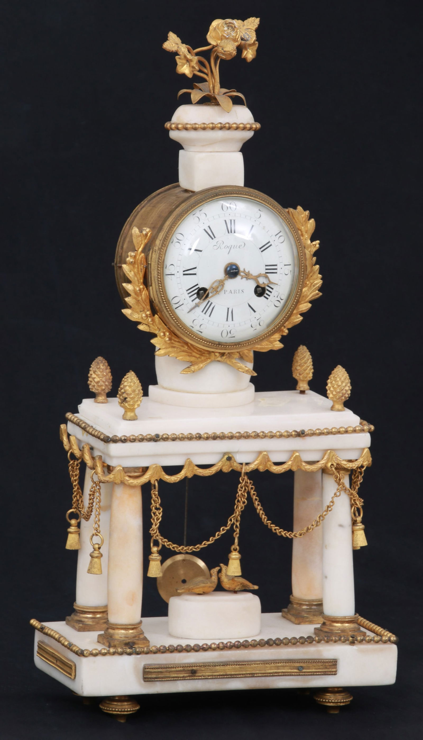 French Bronze & Alabaster Mantel Clock - 2