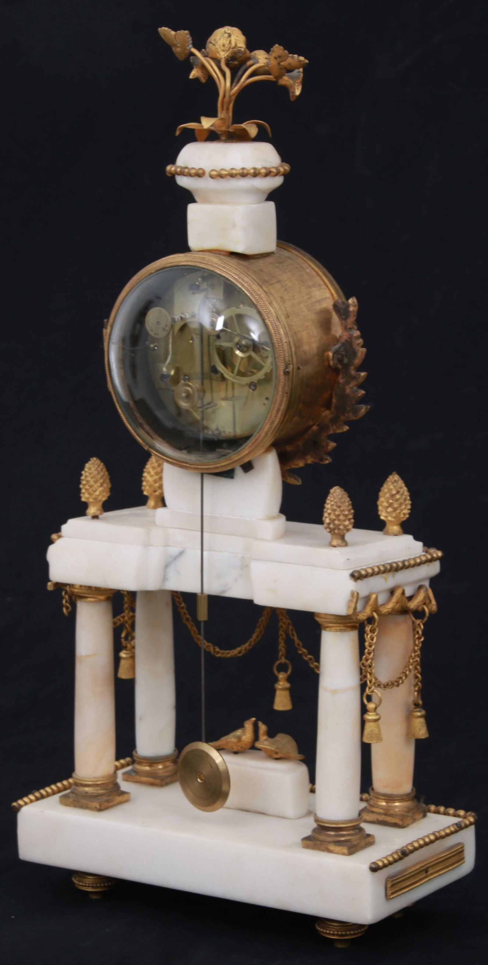 French Bronze & Alabaster Mantel Clock - 9