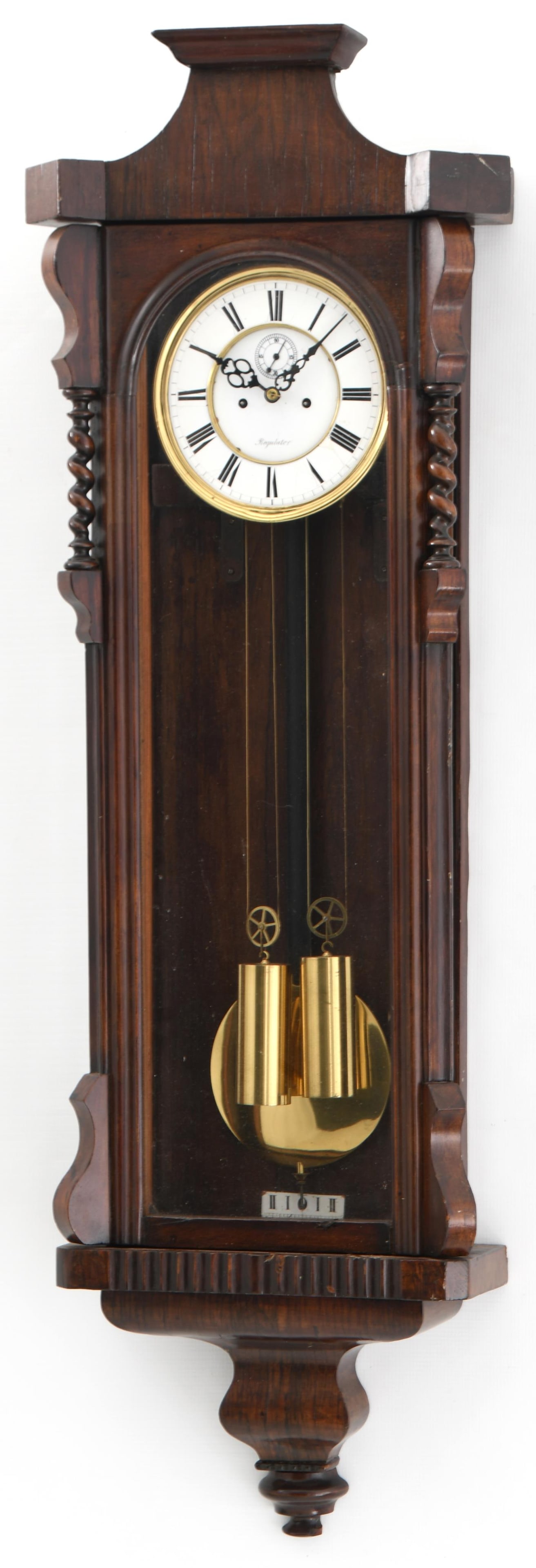 Vienna Two Weight Wall Regulator Clock - 2