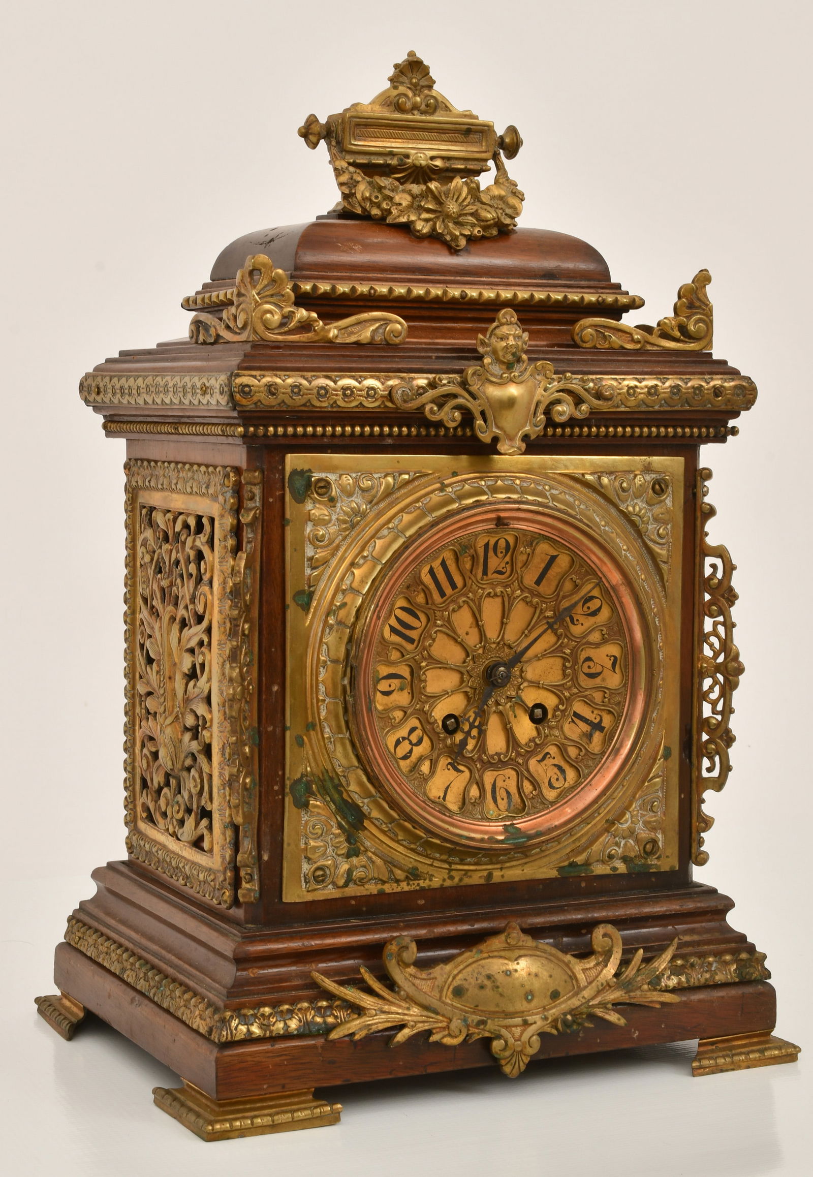 French Brass-Mounted Oak Bracket Clock - 2