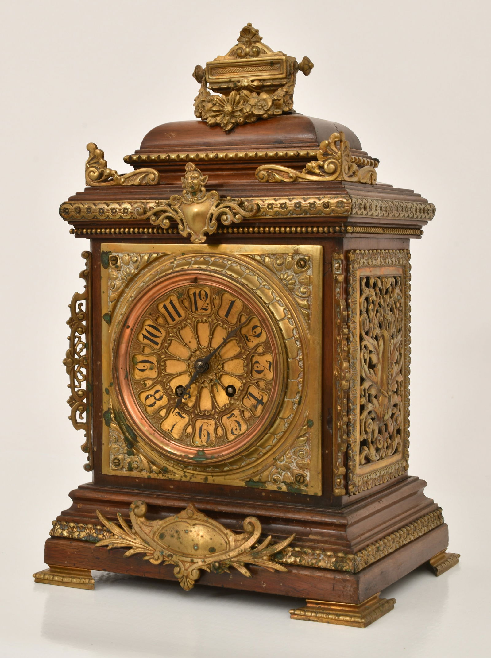 French Brass-Mounted Oak Bracket Clock - 3