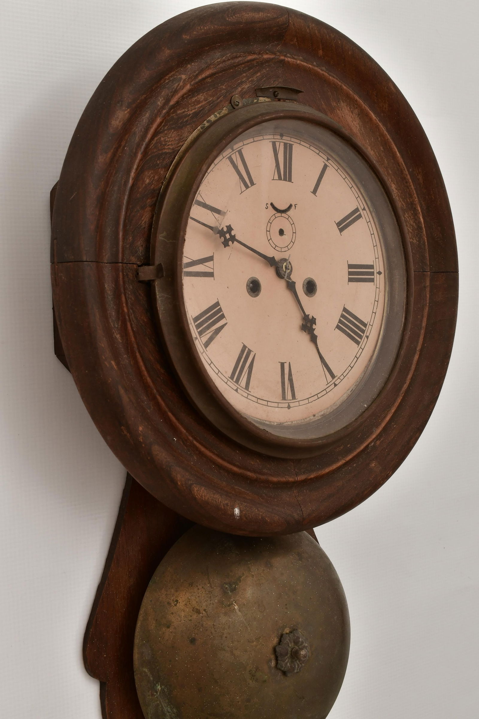 Walnut Wall Clock with Large Bell - 2