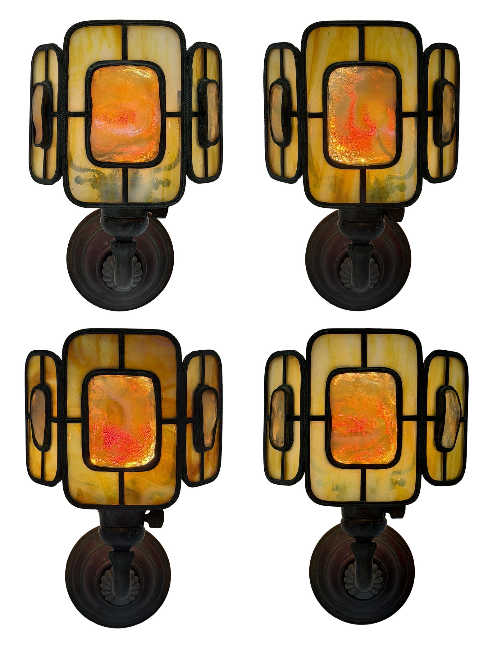 Tiffany Studios, Set of Four "Turtle-Back" Wall Sconces - 2