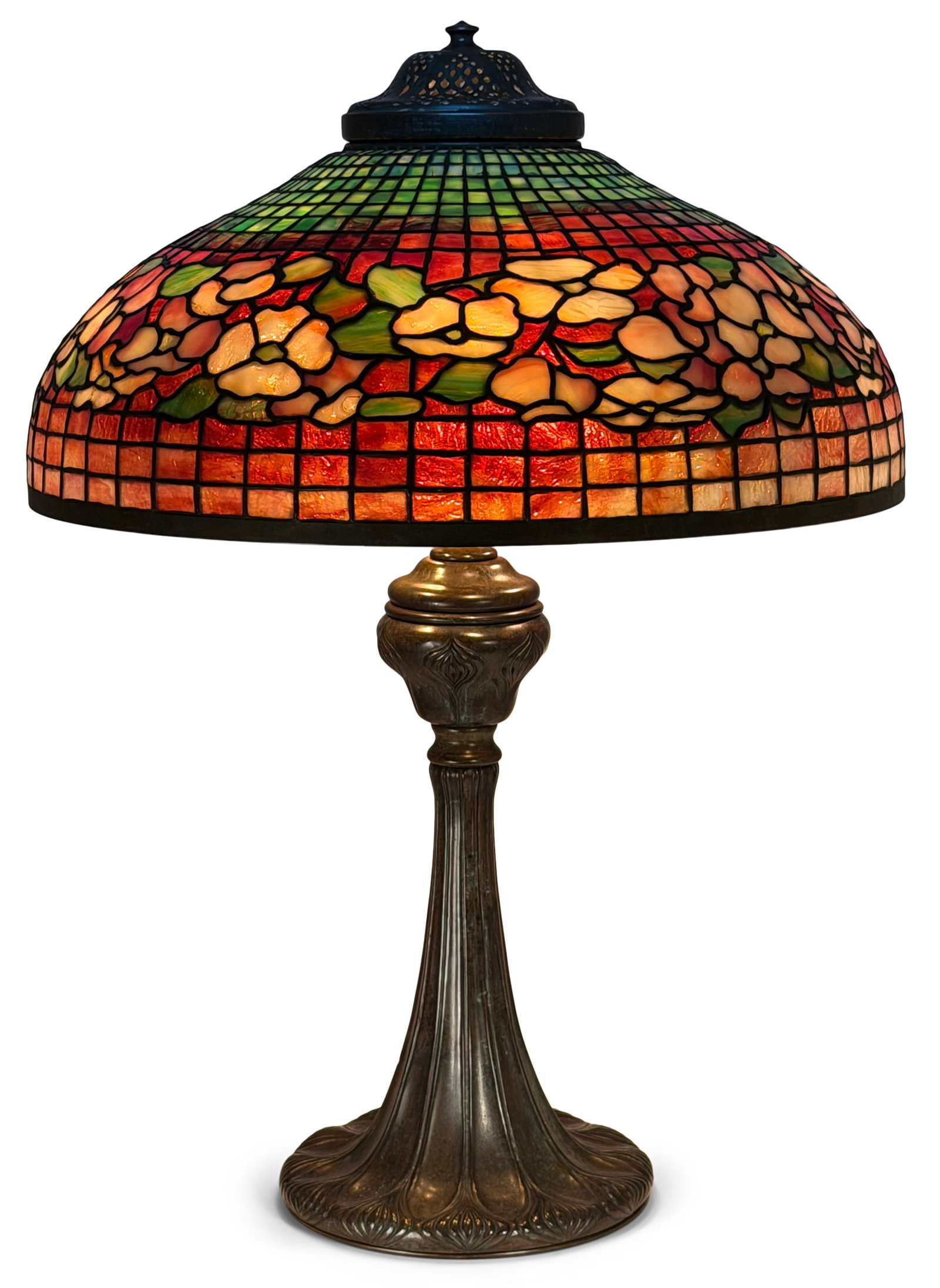 Tiffany Studios "Dogwood" Table Lamp: Tiffany Studios "Dogwood" Table Lamp circa 1910 leaded glass, patinated bronze shade impressed "Tiffany Studios, New York" base impressed "Tiffany Studios, New York, 368" 28 in. high, 20 1/2 in. diame