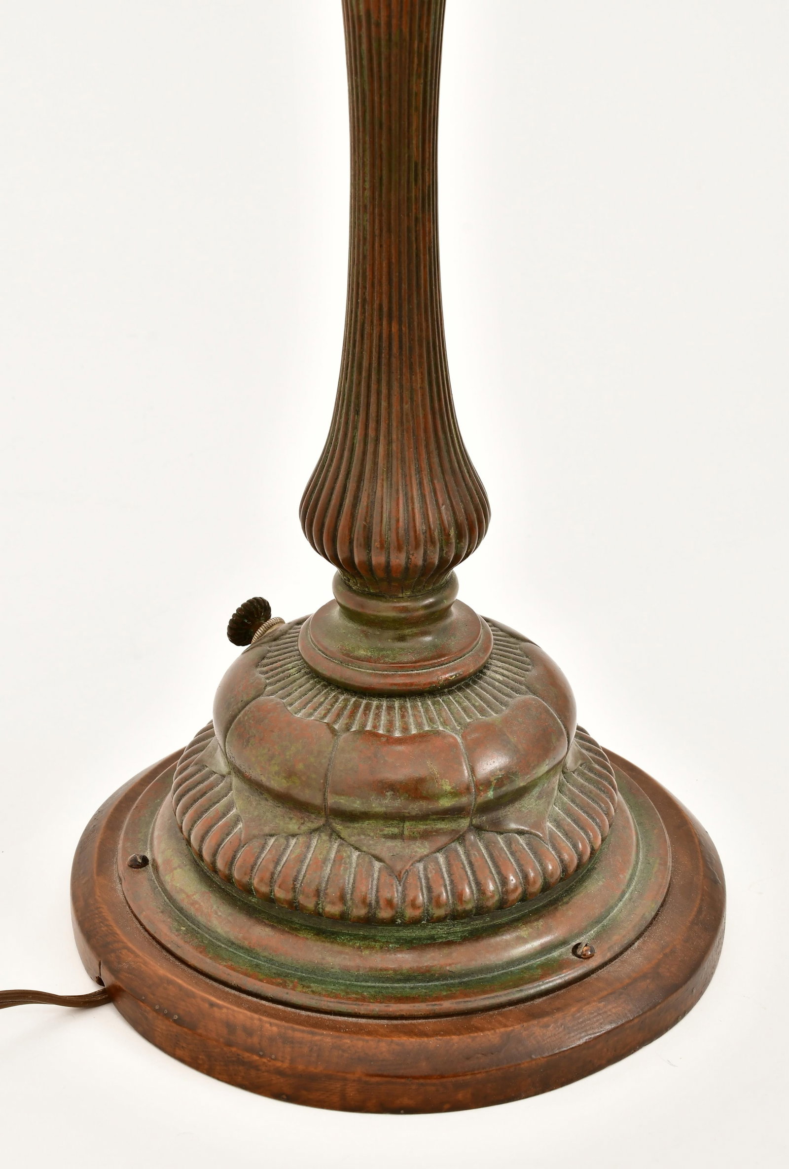 Tiffany Studios Three-Light Table Lamp with "Pulled Feather" Shades - 5