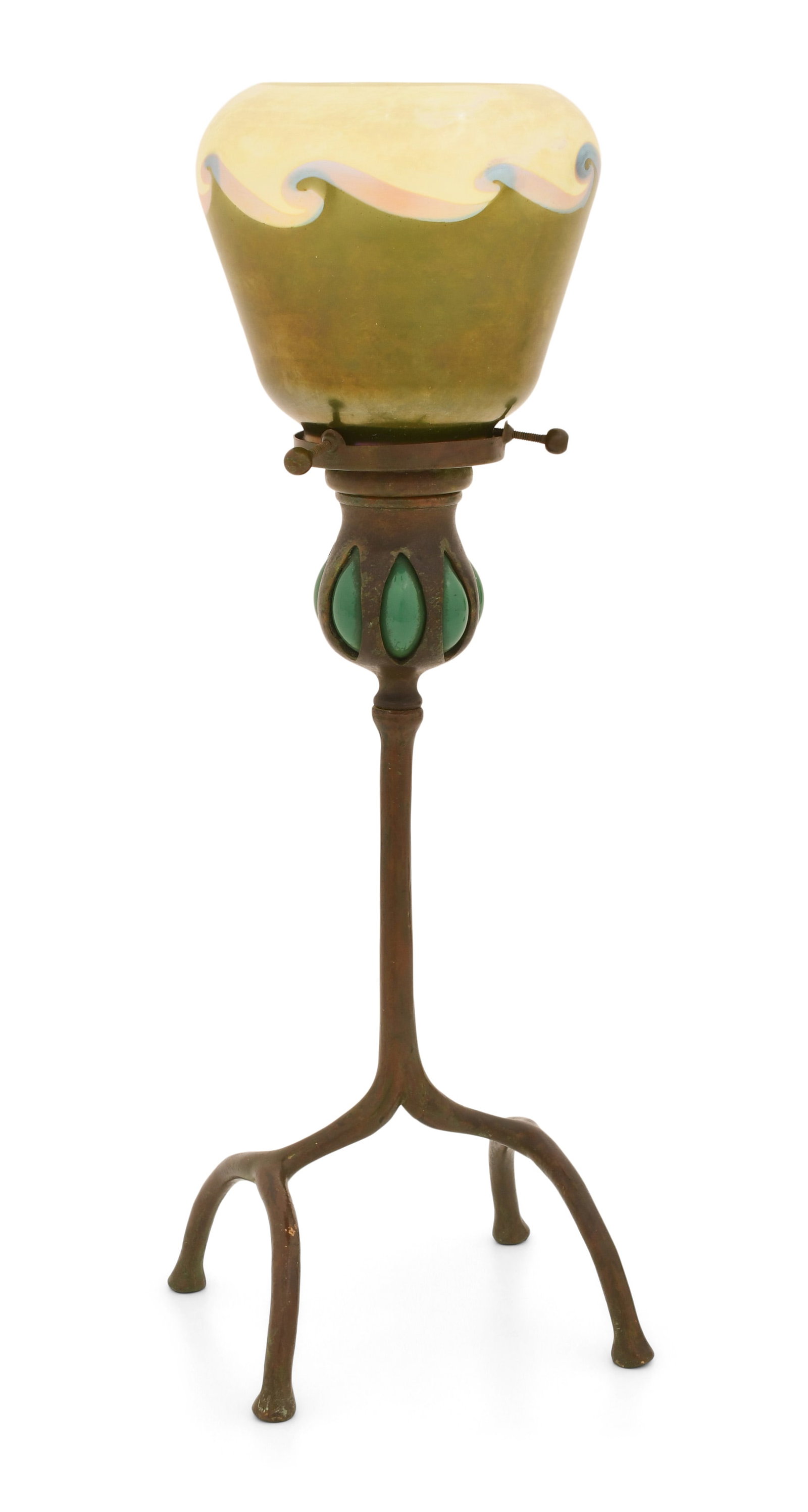 Tiffany Studios Blown Glass Candlestick with Decorated Shade (1 of 1)
