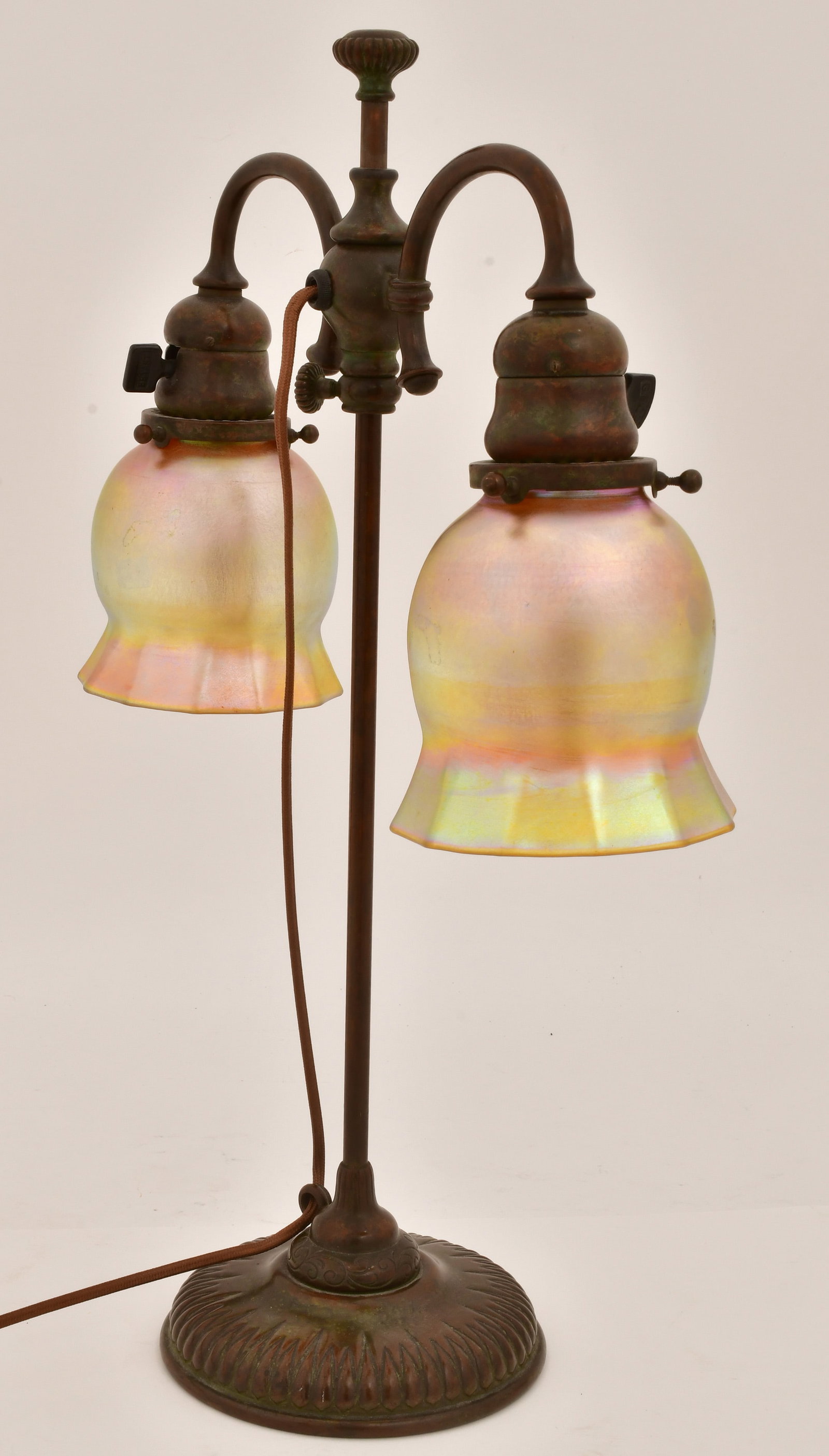Tiffany Studios Double Student Lamp - 6
