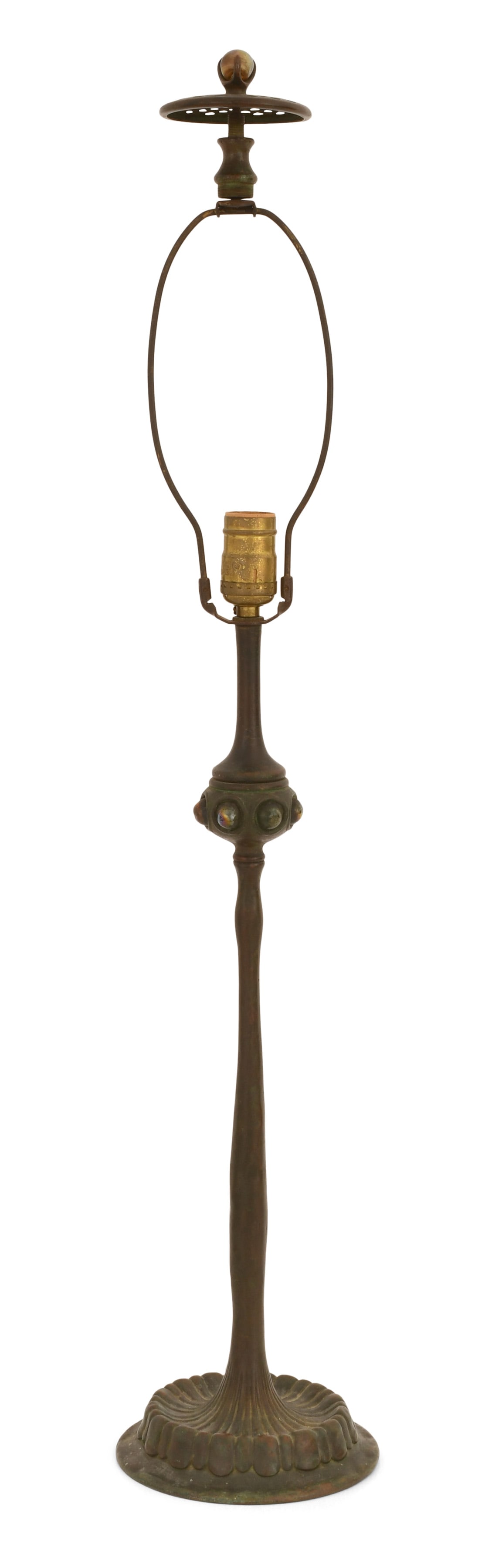 Tiffany Studios "Jeweled" Table Lamp Base with a Rare "Ball" Heat Cap (1 of 1)