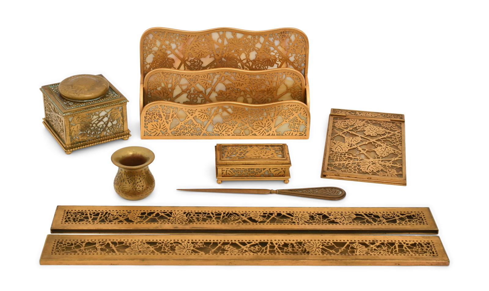 Tiffany Studios "Grapevine" Seven-Piece Desk Set (1 of 1)