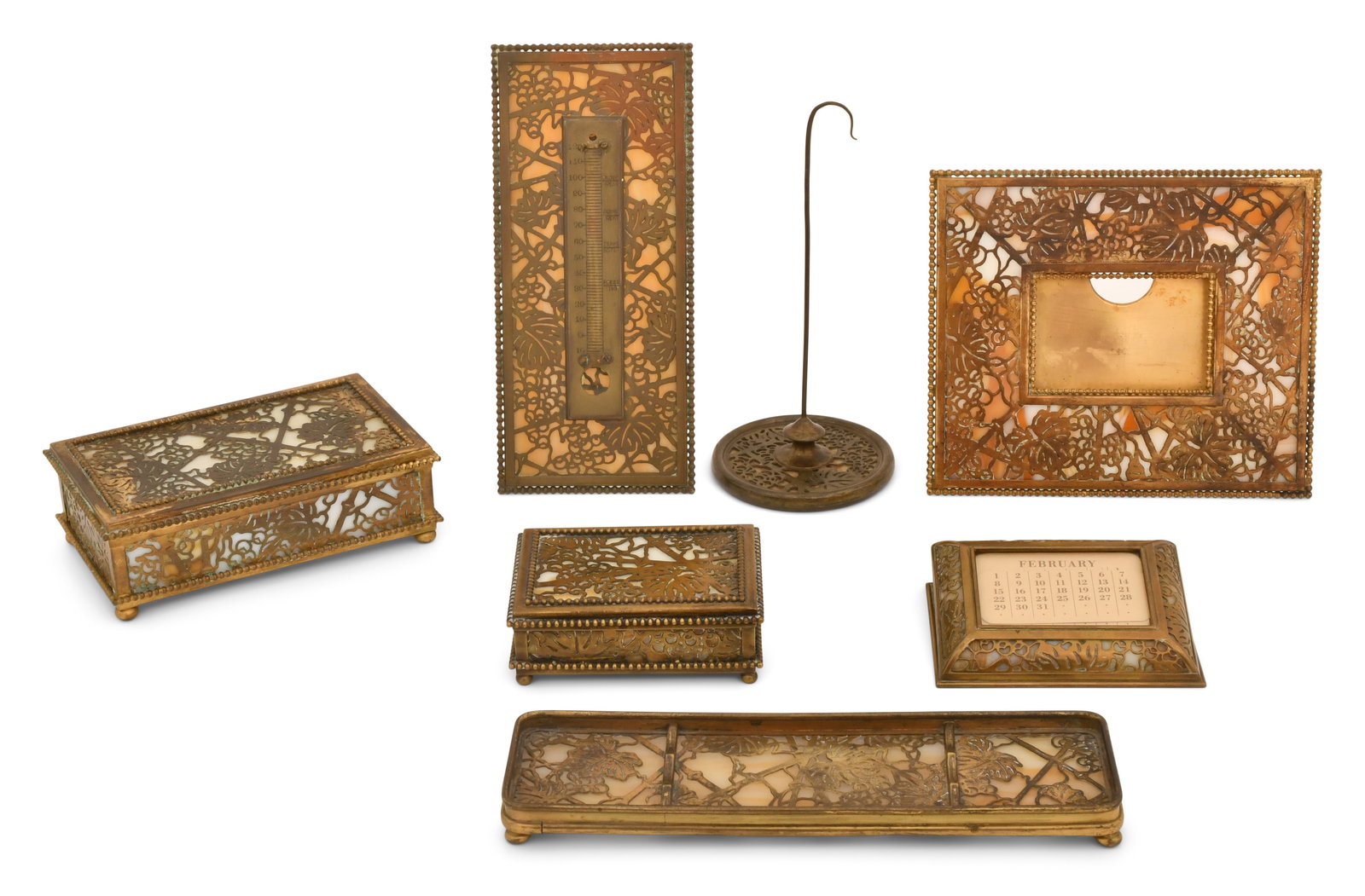Tiffany Studios "Grapevine" Seven-Piece Desk Set (1 of 1)
