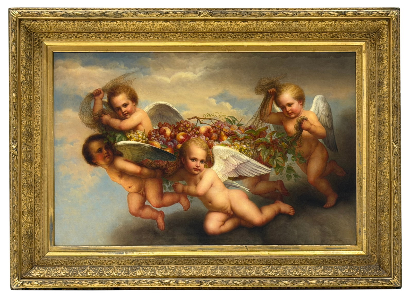 George Henry Hall (American, 1825-1913), Putti with Bounty of Fruit (1 of 5)