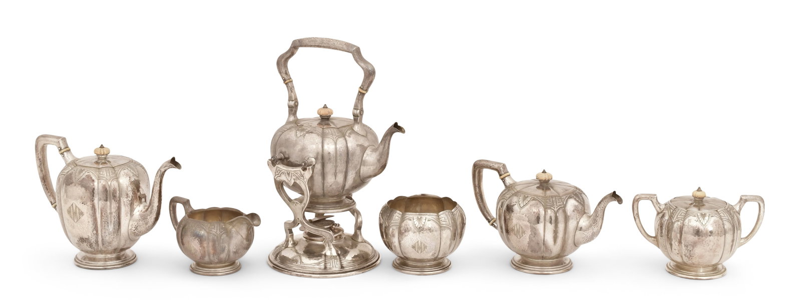 Black, Starr & Frost Sterling Silver Tea & Coffee Service: Black, Starr & Frost Sterling Silver Tea & Coffee Service early 20th century marked "Black, Starr & Frost, Sterling" 13 3/4 x 9 x 8 inches (teapot) 135.62 troy ounces Provenance: Private Collection, C