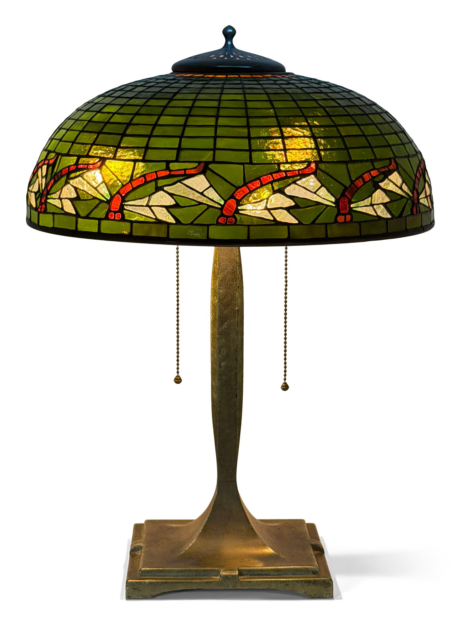 Bigelow, Kennard & Co. "Dragonfly" Table Lamp: Bigelow, Kennard & Co. "Dragonfly" Table Lamp early 20th century leaded glass, patinated bronze shade signed "Bigelow, Kennard & Co., Boston" 22 1/2 x 16 inches Provenance: Property from an Important 