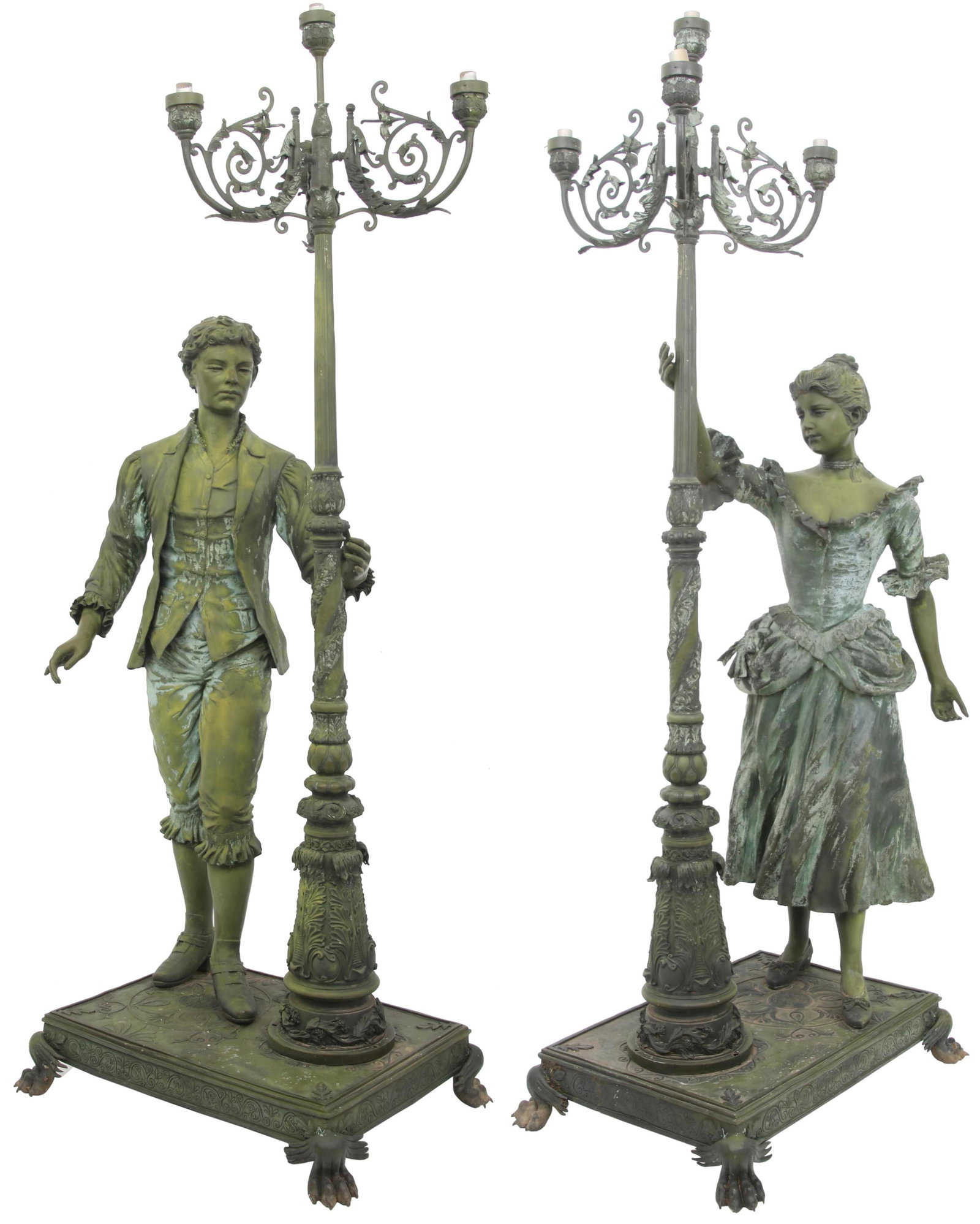 Jim Davidson (American, b. 1962), A Pair of Monumental Life-Size Bronze Exterior Figural Lamps (1 of 13)