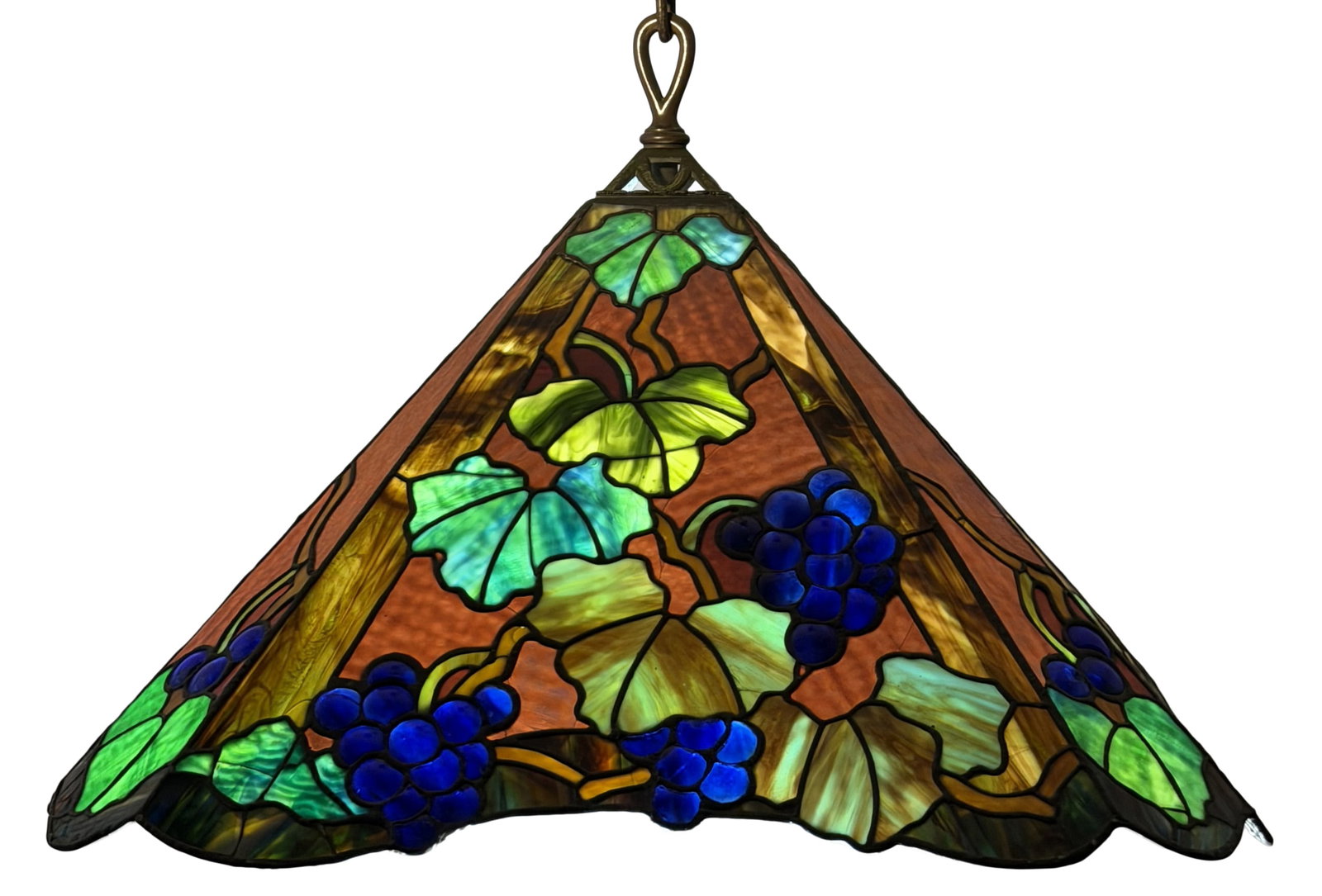 Duffner & Kimberly "Grape" Chandelier: Duffner & Kimberly (New York, est. 1905) "Grape" Chandelier circa 1910 leaded glass, plated glass, gilt bronze 39 in. high, 29 in. diameter Provenance: Important Private Collection