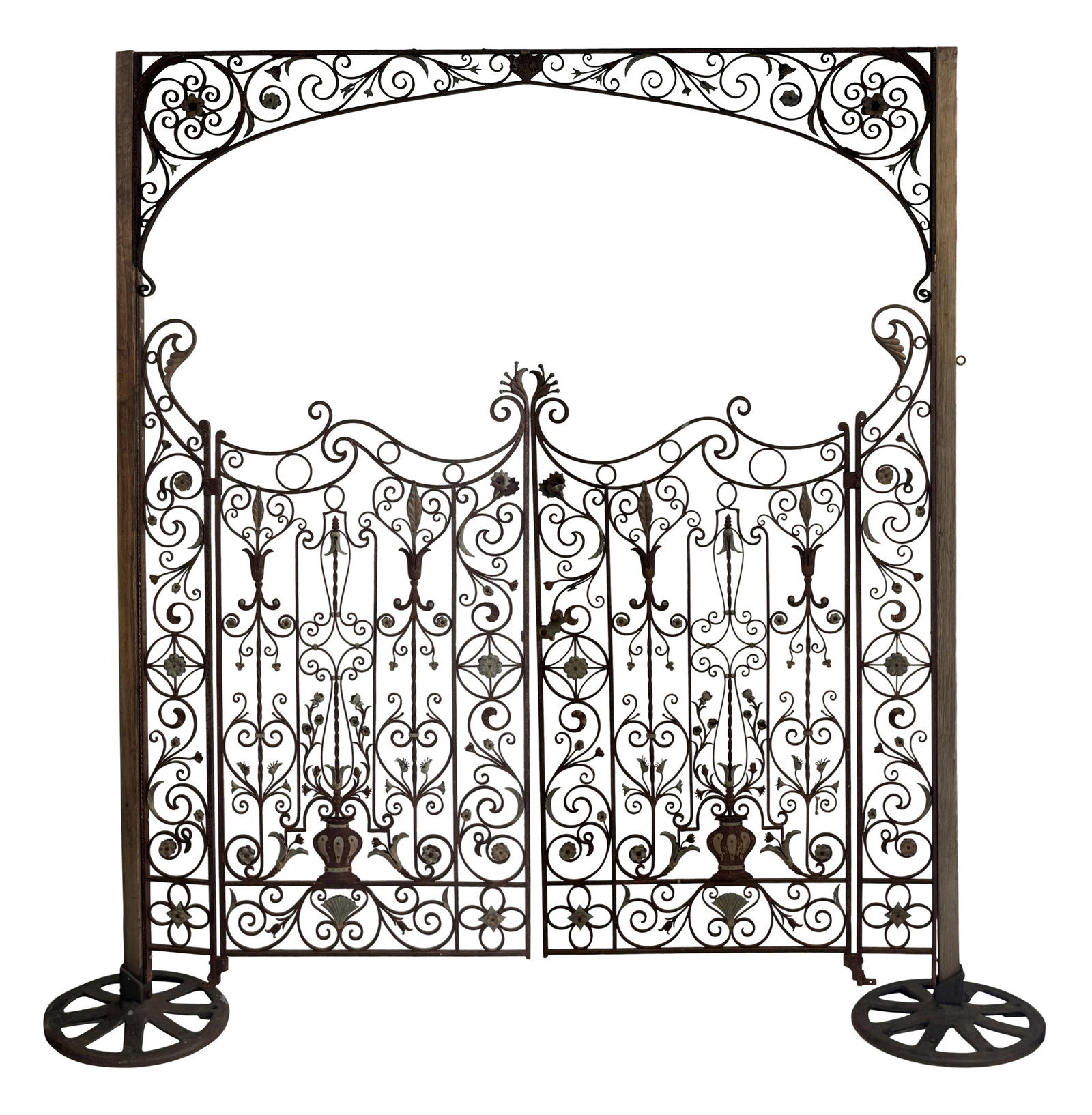 A Large Wrought Iron Gate with Transom: A Large Wrought Iron Gate with Transom 19th century 83 x 71 inches (overall)