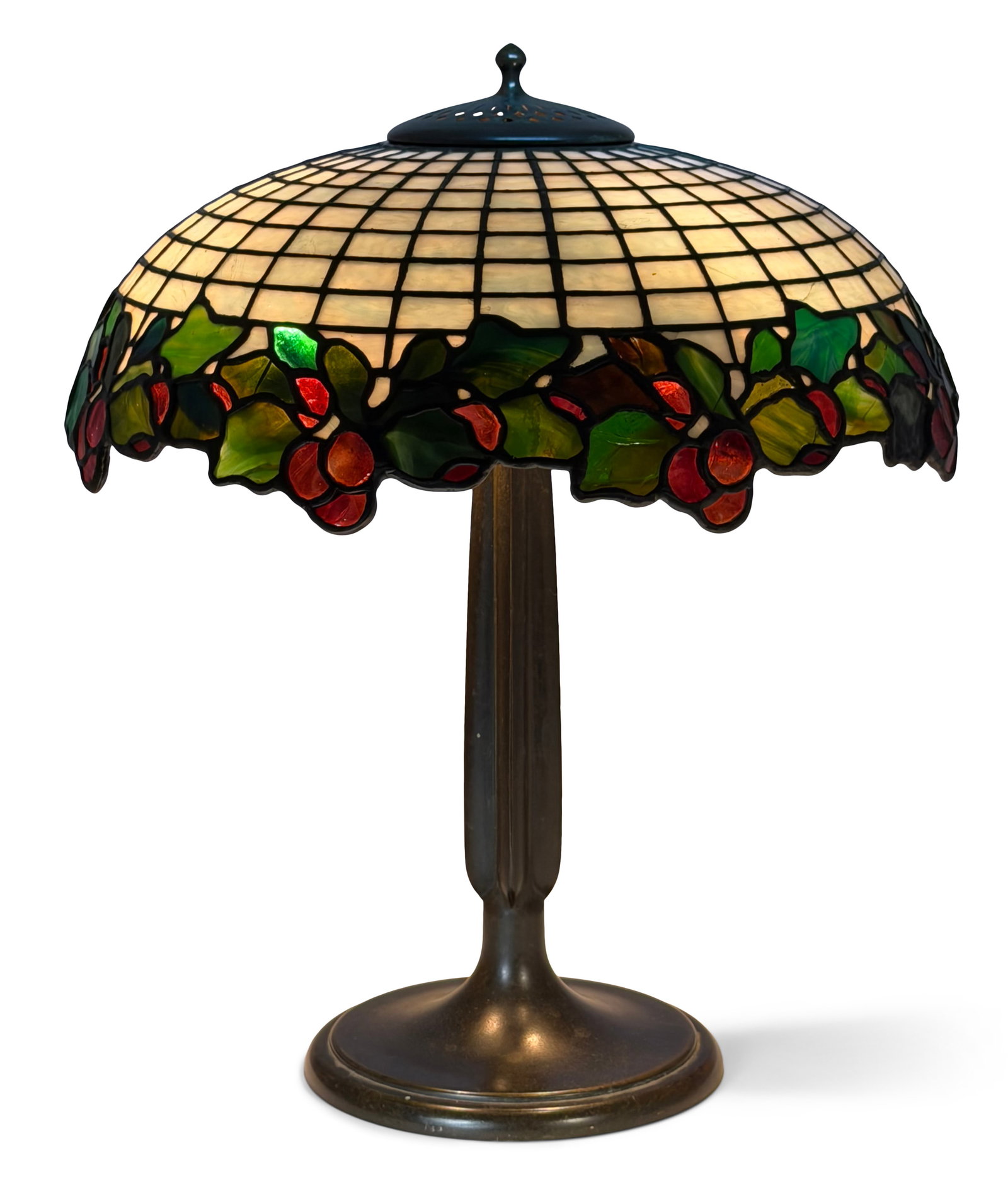 Bigelow, Kennard & Co. "Cherry" Table Lamp: Bigelow, Kennard & Co. "Cherry" Table Lamp early 20th century leaded glass, patinated bronze shade signed "Bigelow, Kennard & Co., Boston" 20 x 16 inches Provenance: Property from an Important