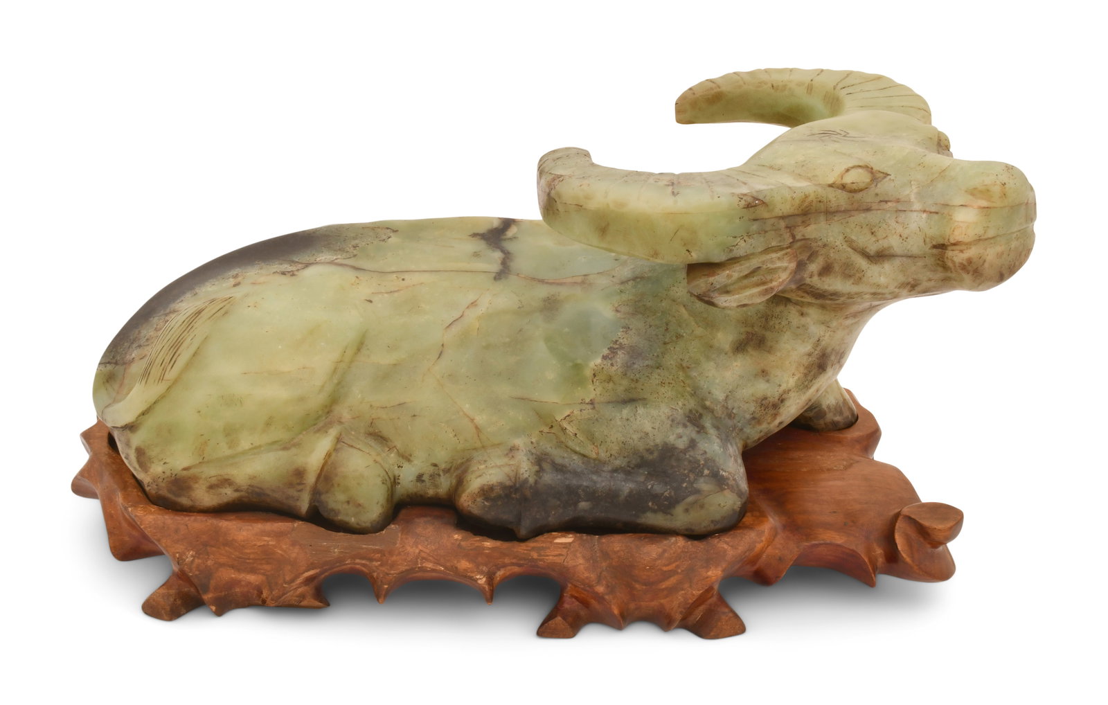 Chinese Qing Dynasty Jade Figure of a Water Buffalo: Chinese Qing Dynasty Jade Figure of a Water Buffalo 10 x 19 1/2 x 10 1/2 inches