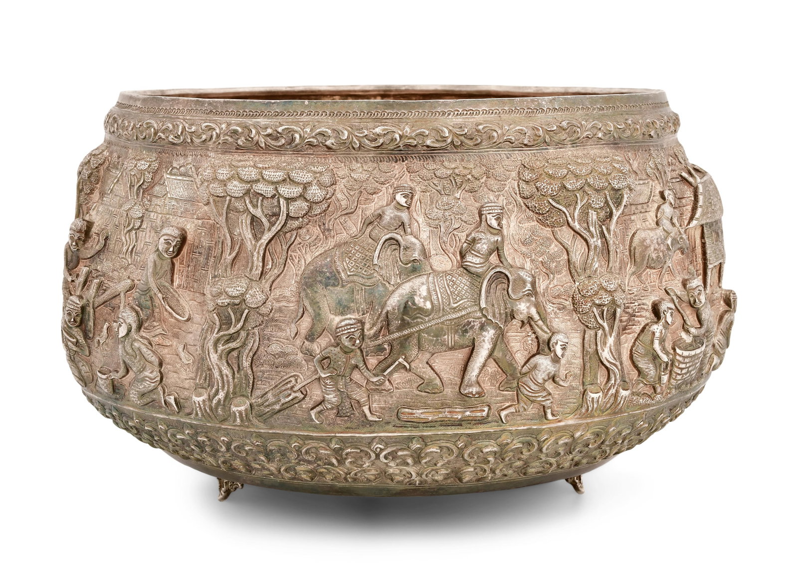 Asian Sterling Silver Repoussé Bowl (1 of 1)