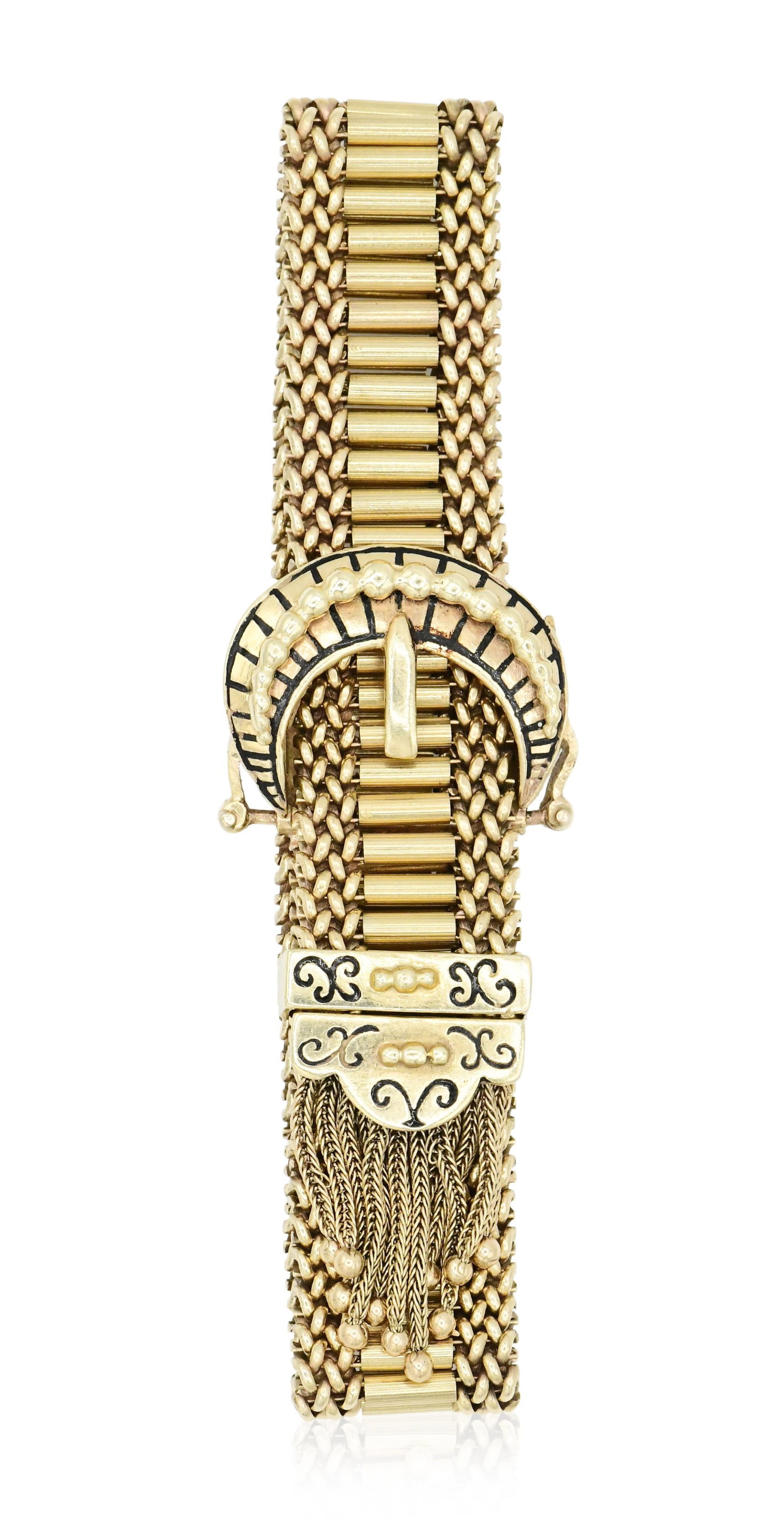 14K Yellow Gold Victorian Slide Bracelet: 14K Yellow Gold Victorian Slide Bracelet • 9 inches (length) • 36.4 dwt (total weight) Provenance: Private Collection, Connecticut Other Notes: Fontaine's Auction Gallery can arrange shipp