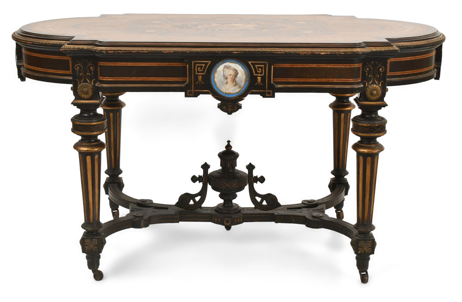 Renaissance Revival Inlaid, Parcel-Gilt, Ebonized & Burl Walnut Center Table (1 of 1)