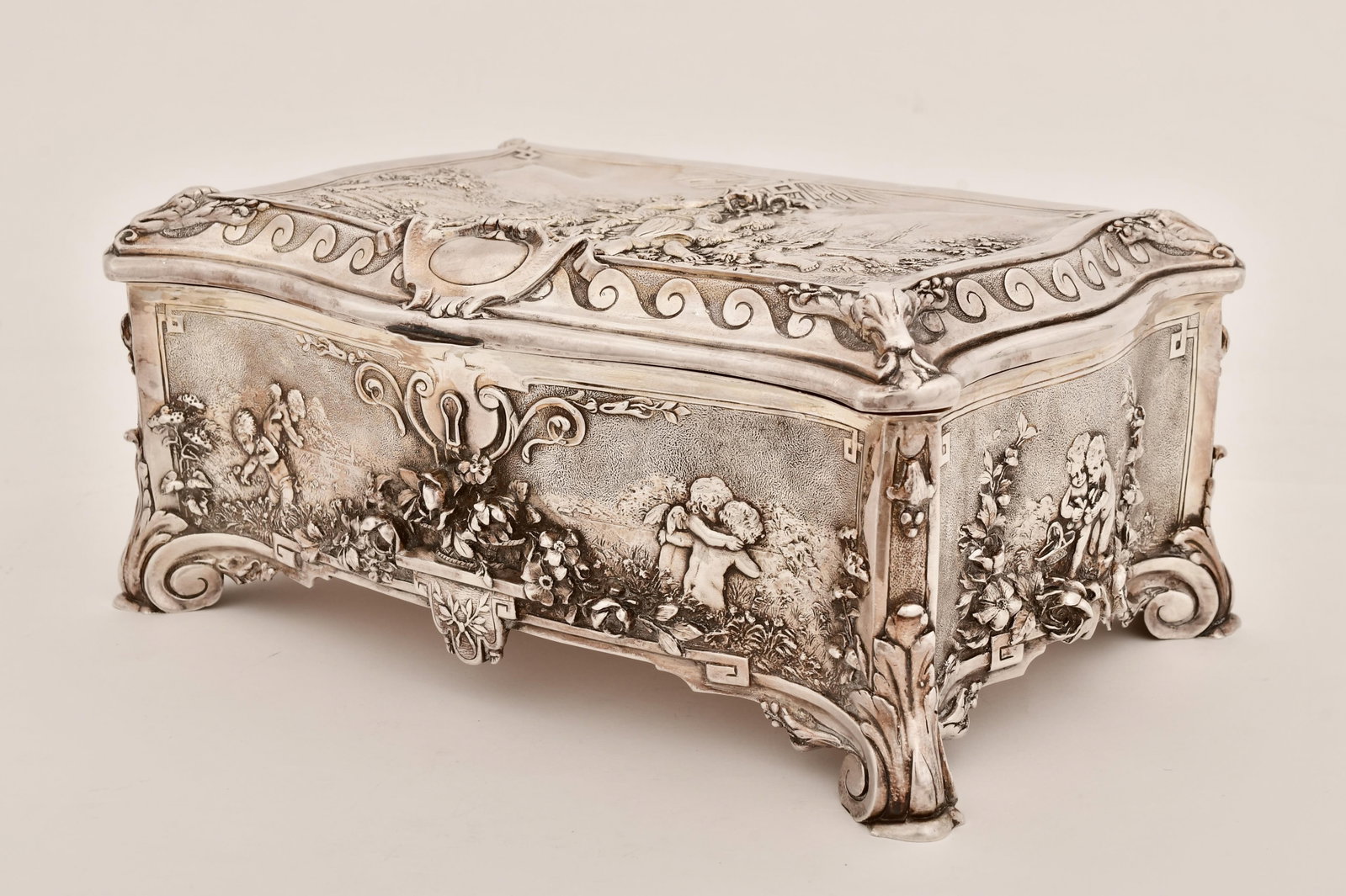 Continental Sterling Silver Repousse Box - 2