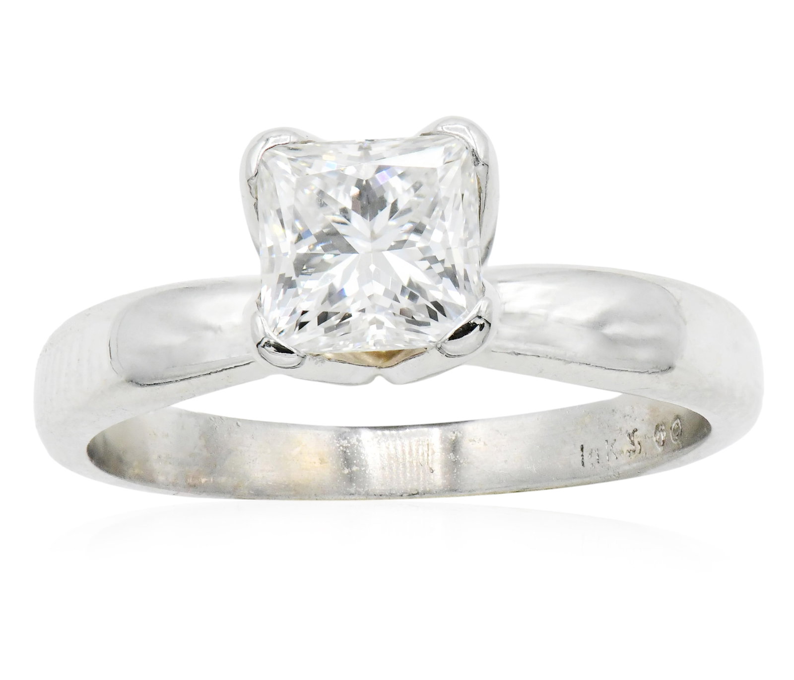 14K White Gold & 1.01 Carat Princess Cut Diamond Ring (1 of 6)